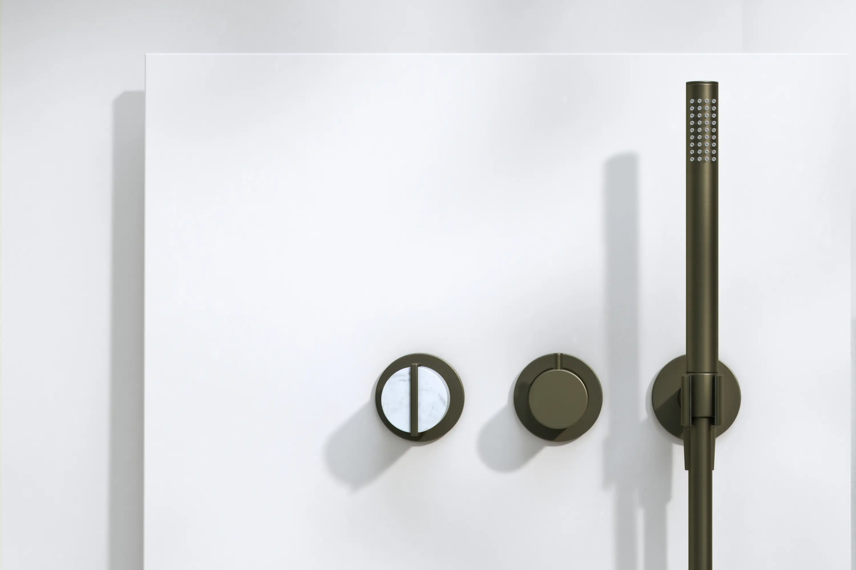 Varied Forms - Wall Mounted 3 Hole Shower Joystick Mixer Set with 2 Way Diverter and Handshower