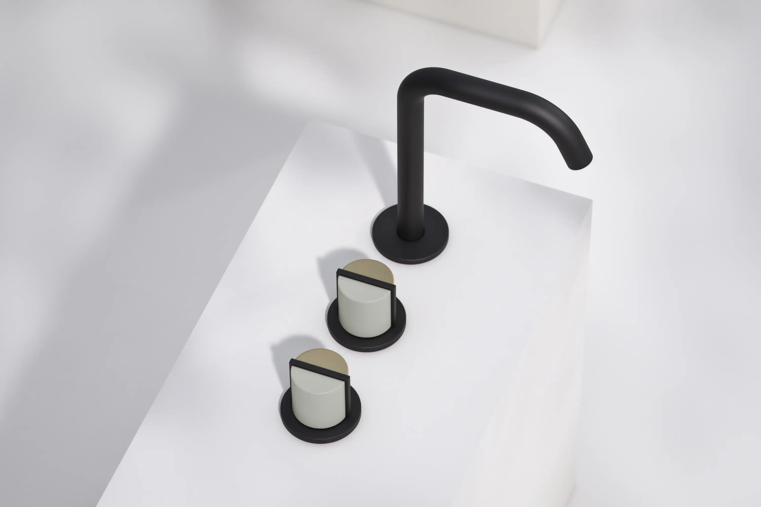 Varied Forms - Deck Mounted 3 Hole Basin Set with Cranked Spout