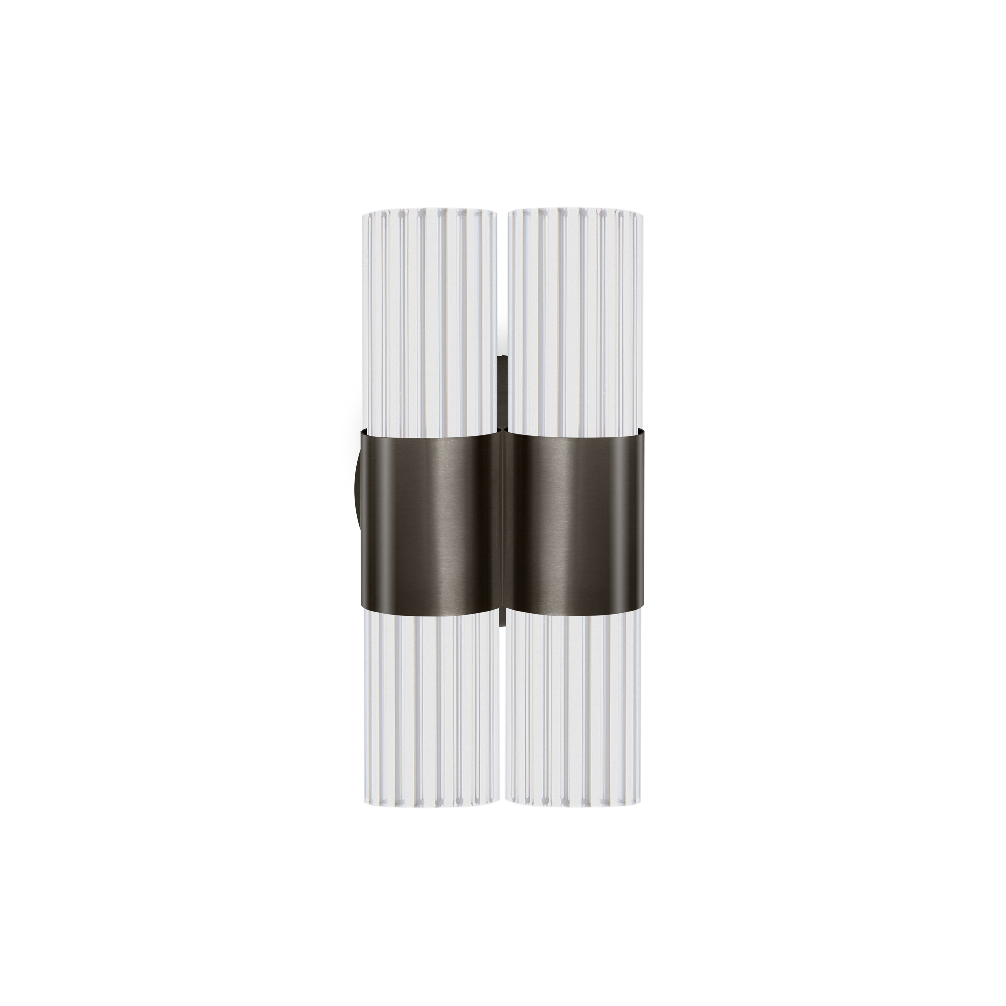 Sbarlusc | Mini Doppelwandleuchte Gun Metal Schwarz Messing Transparentes Glas