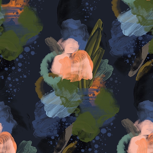 English Rose Fabric - Dark night