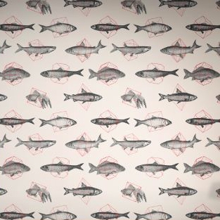 Mostra il prodotto Fishes In Geometrics - Sand & Red del produttore Feathr