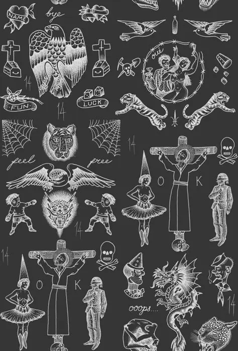 Feathr - Tattoo Flash 01 - Negative