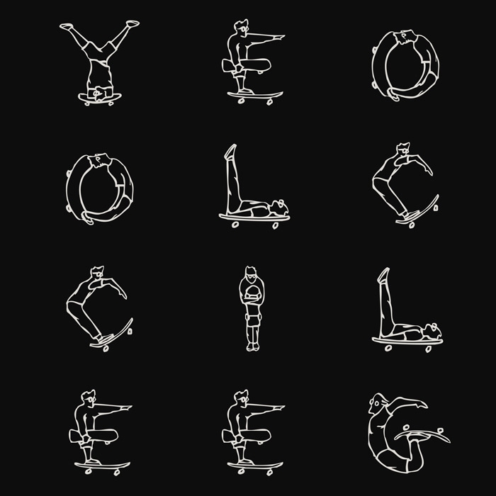 Word Search Skateboarding - Black & White