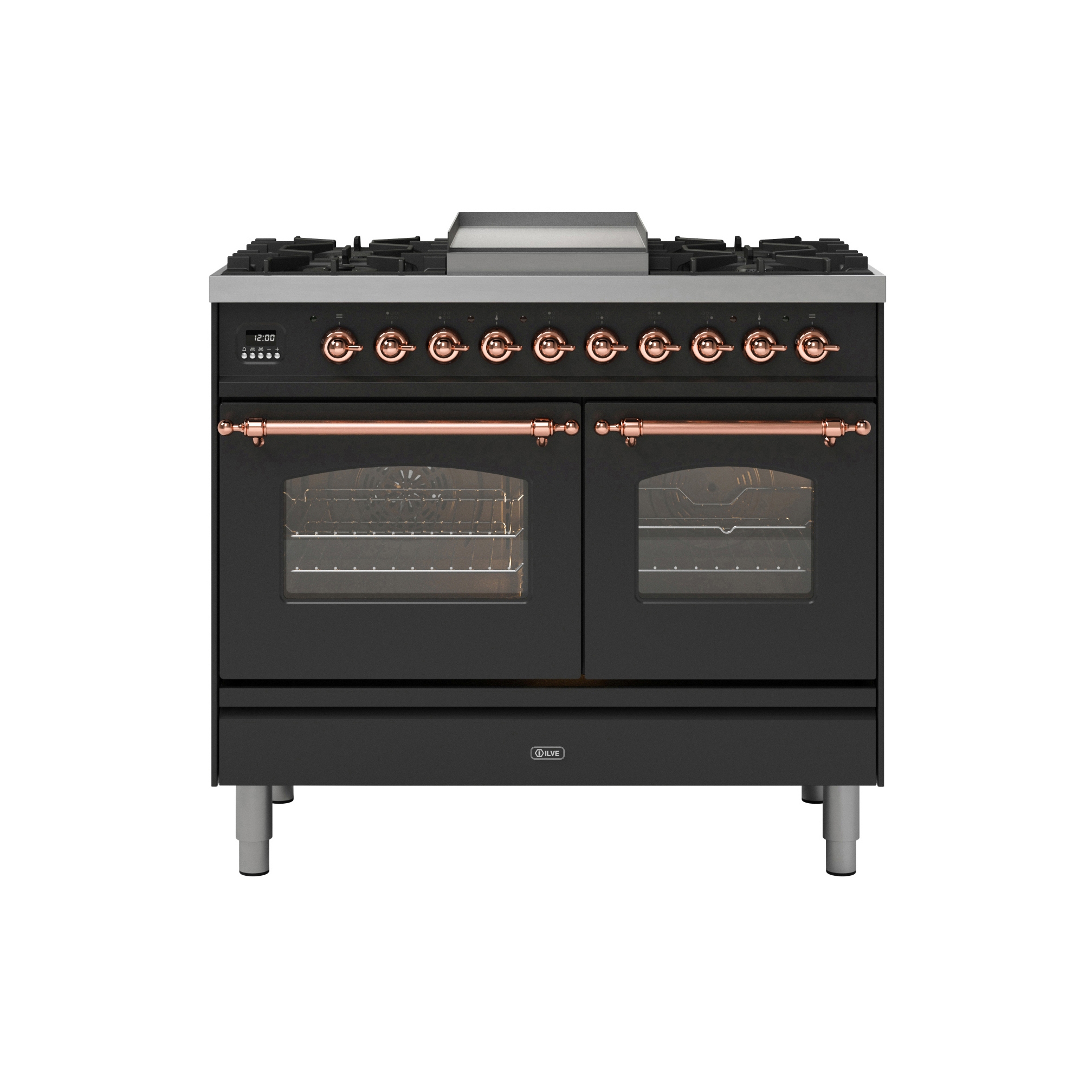 Display product Nostalgie | 100 cm enamelled steel double oven range cooker from manufacturer ILVE