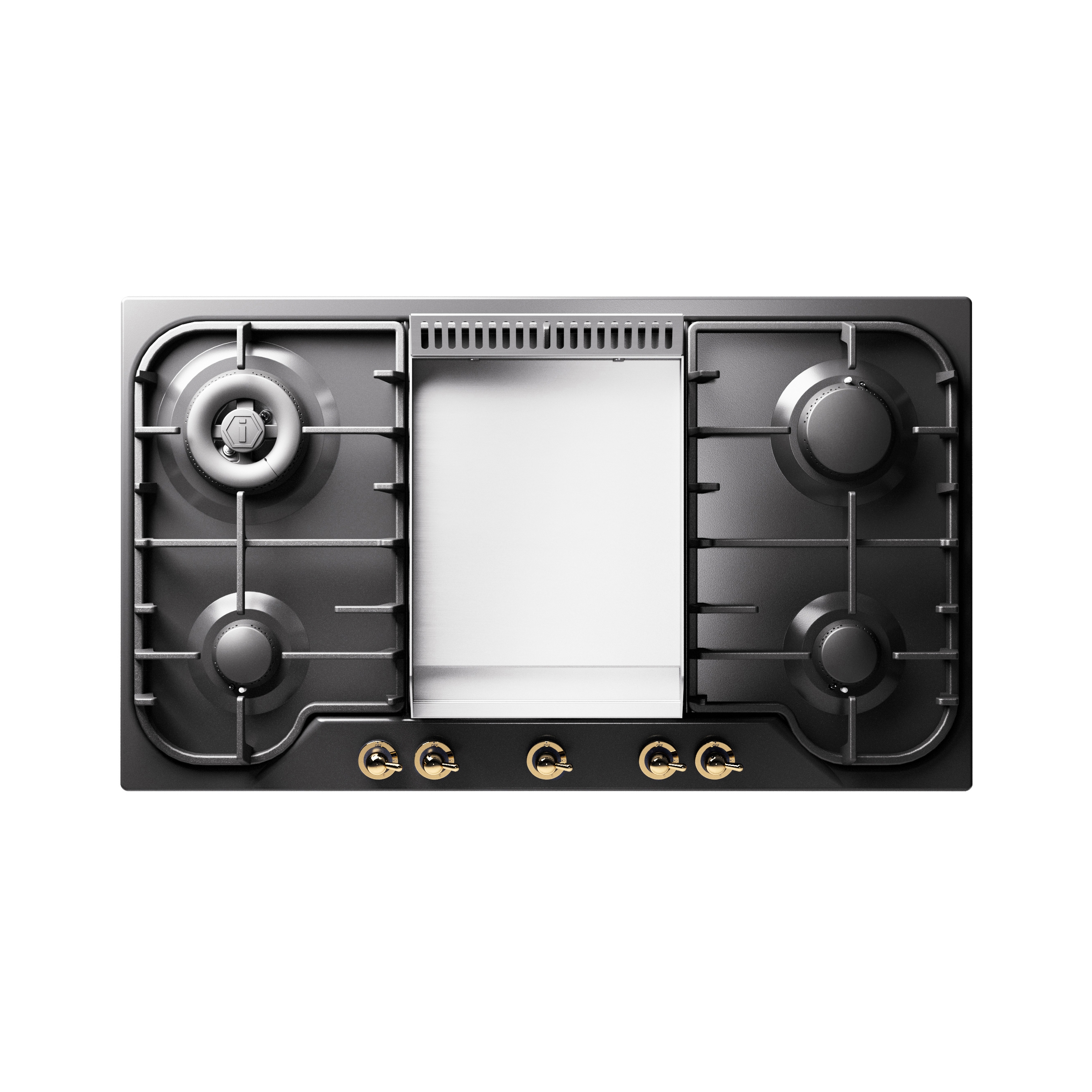Display product Nostalgie | 90 cm enamelled steel gas hob 4 burners and fry top from manufacturer ILVE