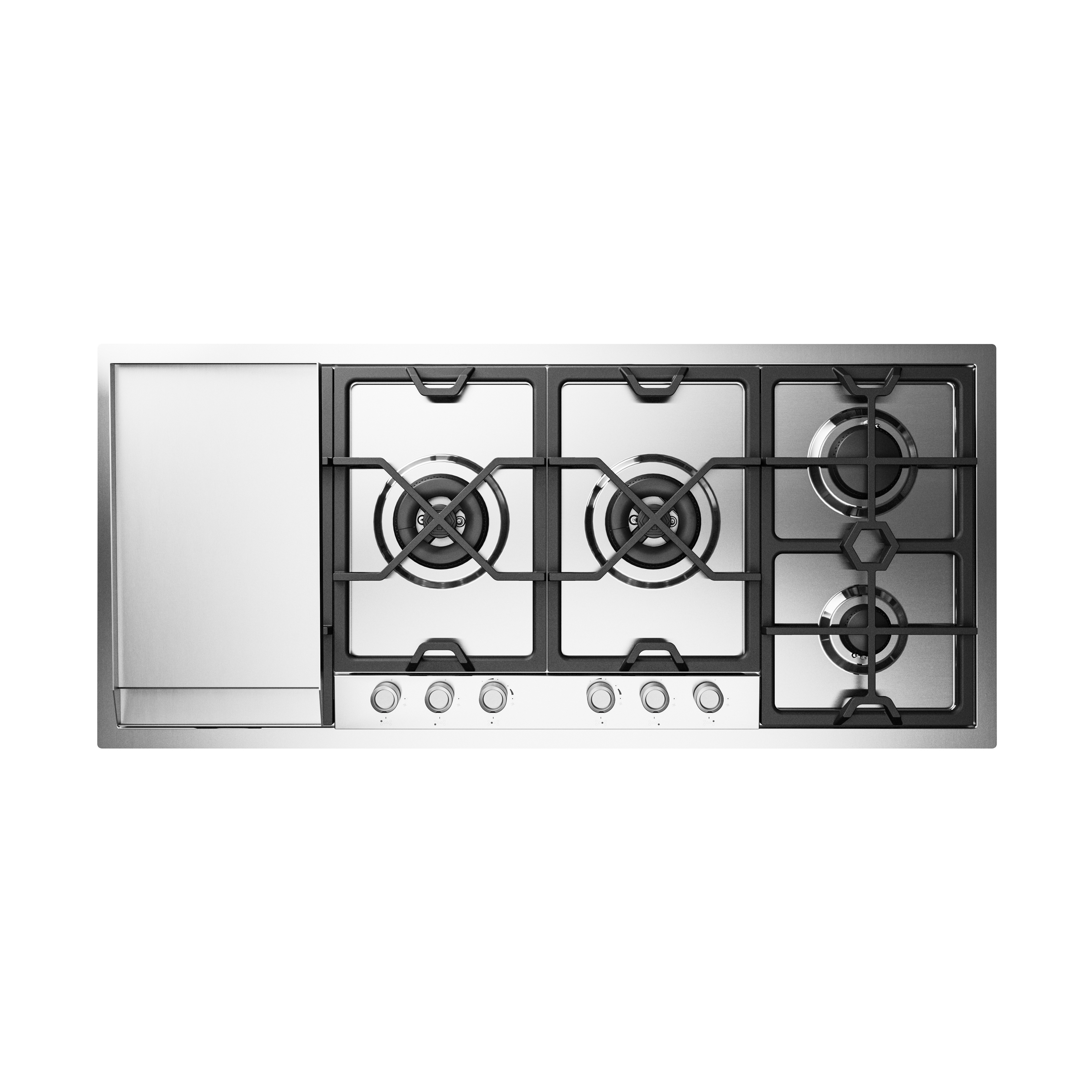 Display product Panoramagic | 120 cm stainless steel flush gas hob 6 burners and fry top - Dual from manufacturer ILVE