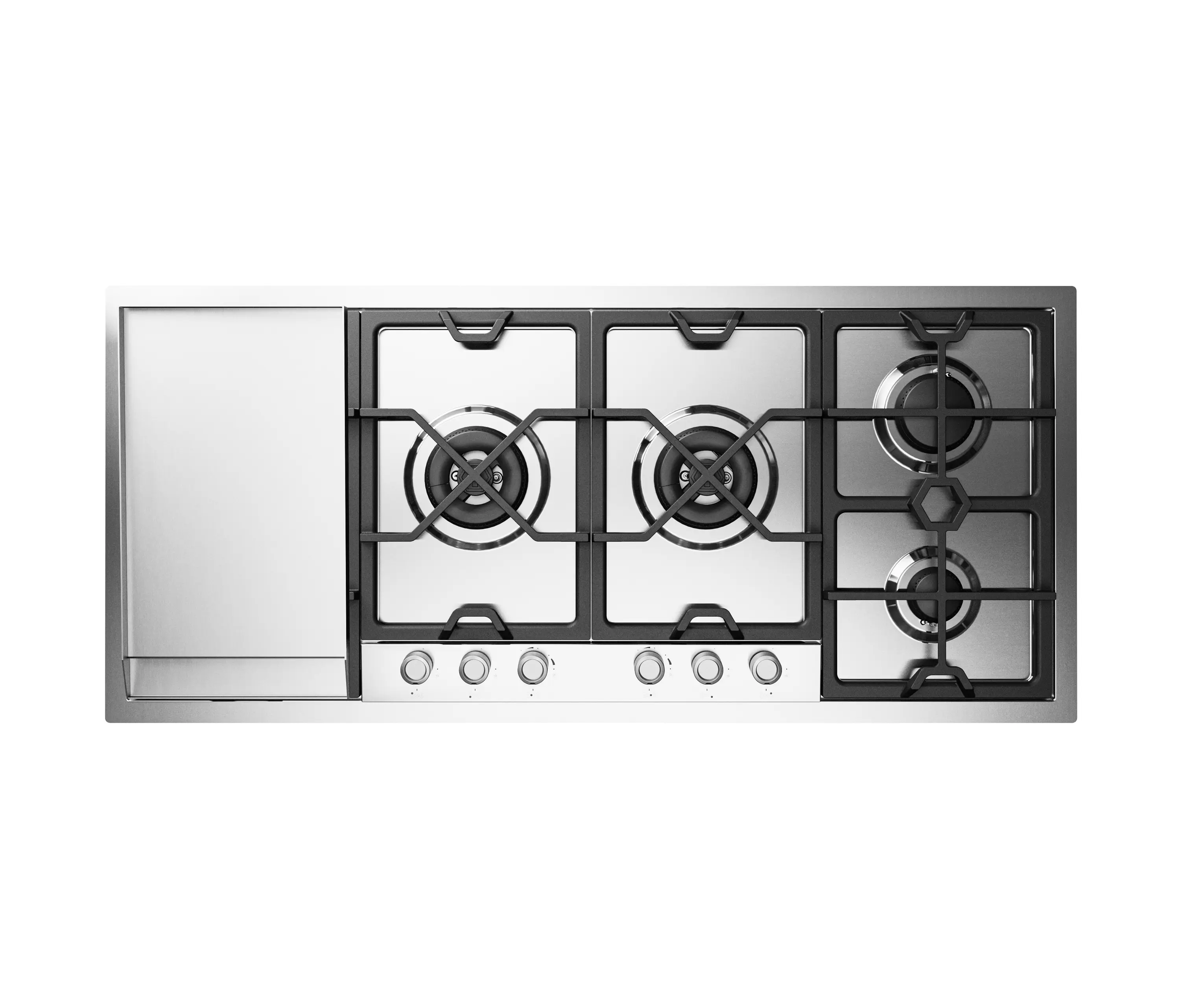 ILVE - Panoramagic | 120 cm stainless steel flush gas hob 6 burners and fry top - Dual