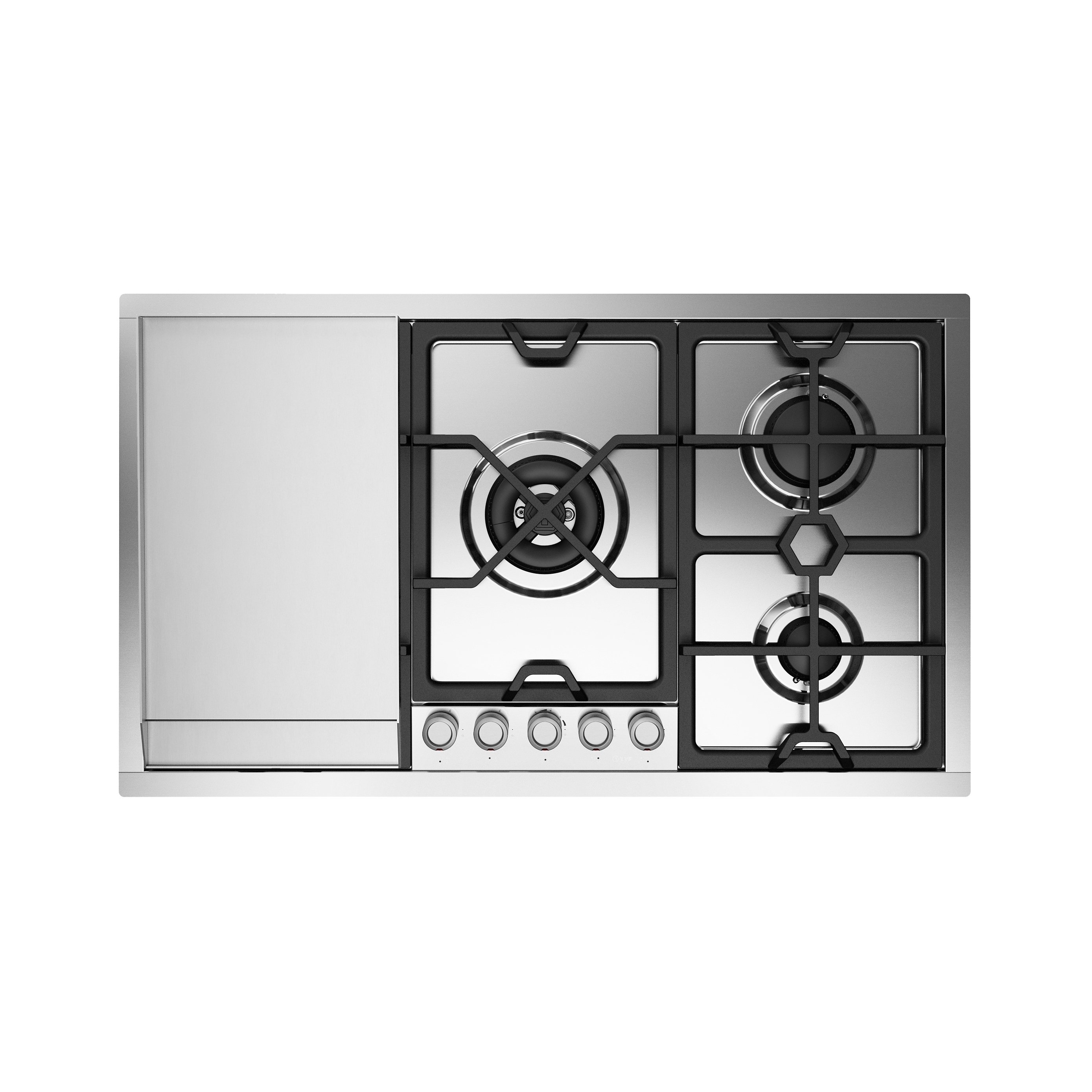 Display product Panoramagic | 90 cm stainless steel flush gas hob 5 burners and fry top - Dual from manufacturer ILVE