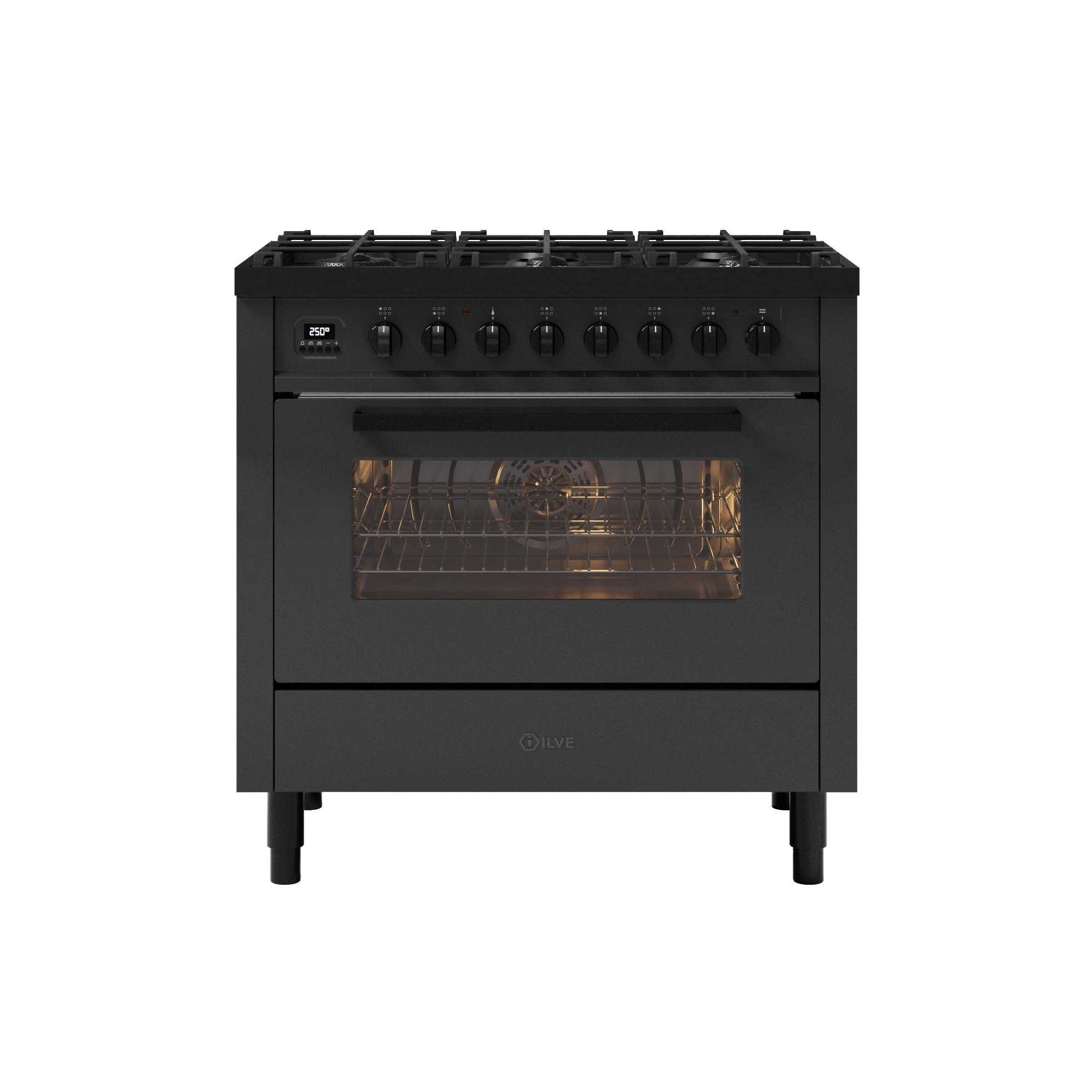 Display product Pro Line | 90 cm Black Black single oven range cooker 6 burners from manufacturer ILVE