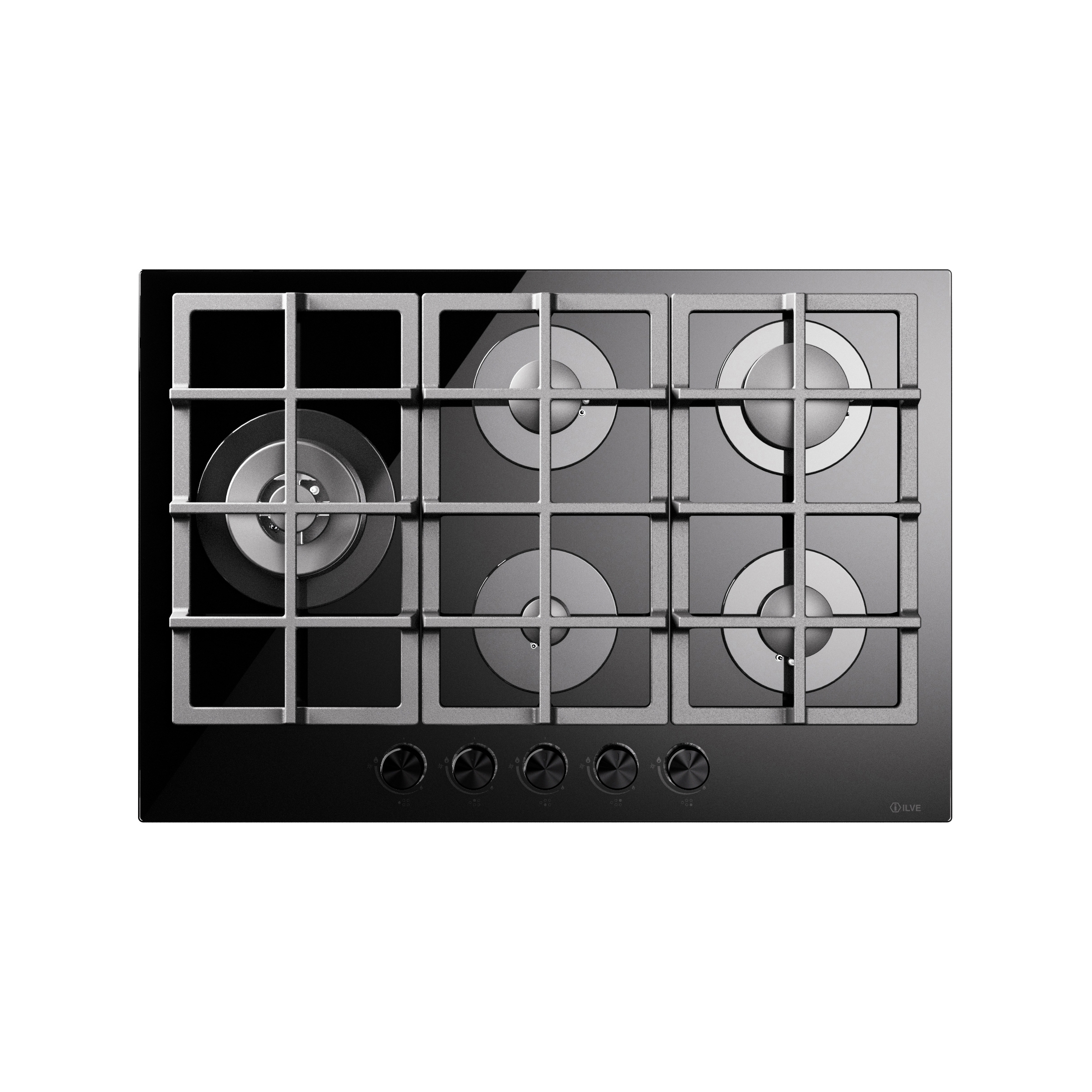 Display product Professional Plus | 75 cm tempered glass gas hob 5 burners from manufacturer ILVE
