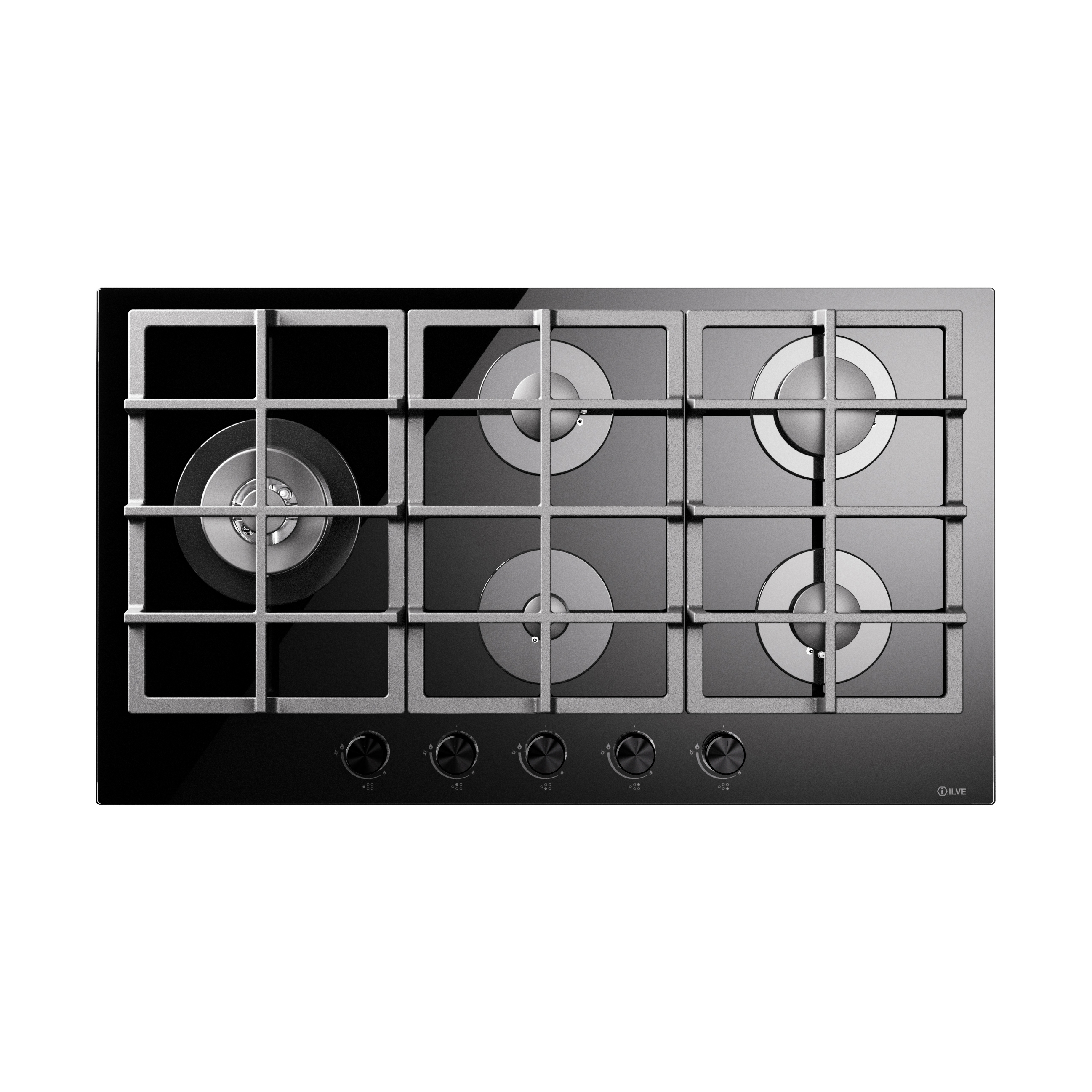 Display product Professional Plus | 90 cm tempered glass gas hob 5 burners from manufacturer ILVE