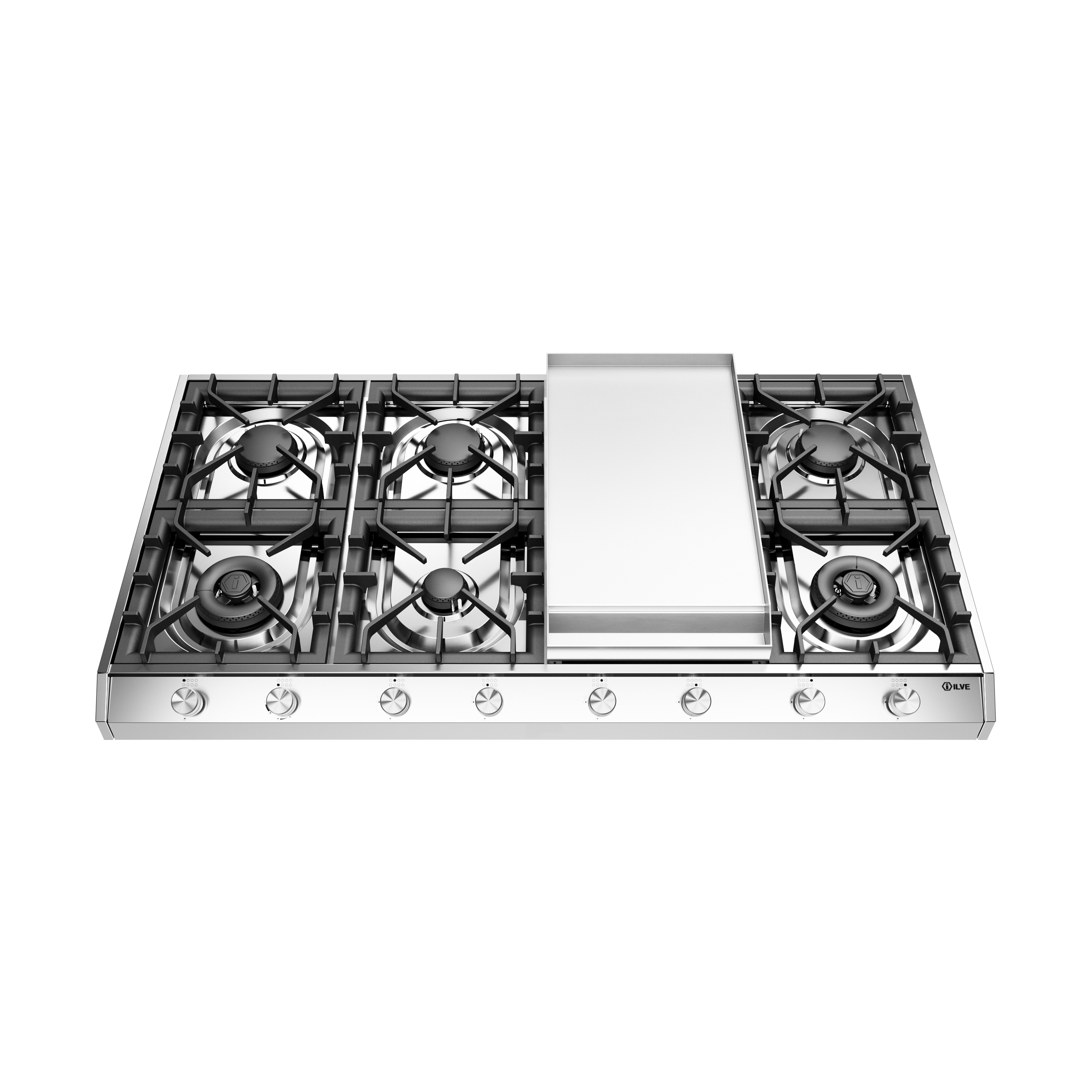 Display product Professional Plus | Gas hob, 120 cm with 8 burners with fry top from manufacturer ILVE