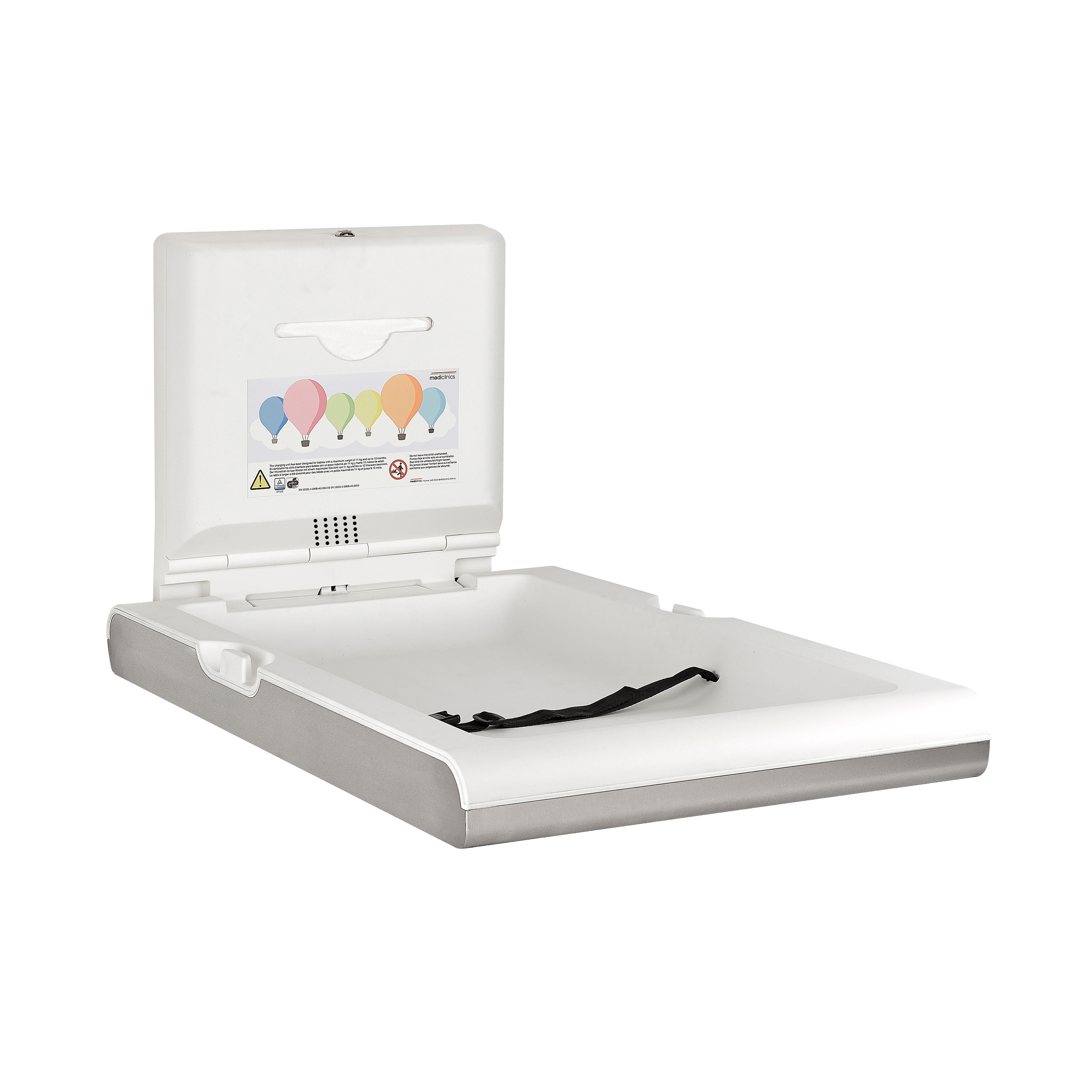 Display product Vertical baby changing stations with ionizer | BabyMedi | CP0016HCS-I Satin finish from manufacturer Mediclinics