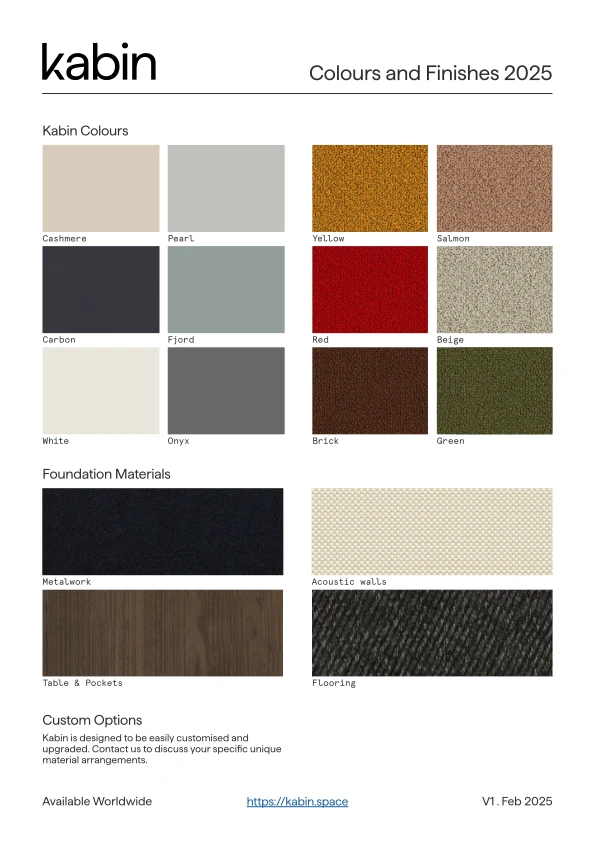 Immagine di anteprima del file Kabin - Colours and Finishes 2025