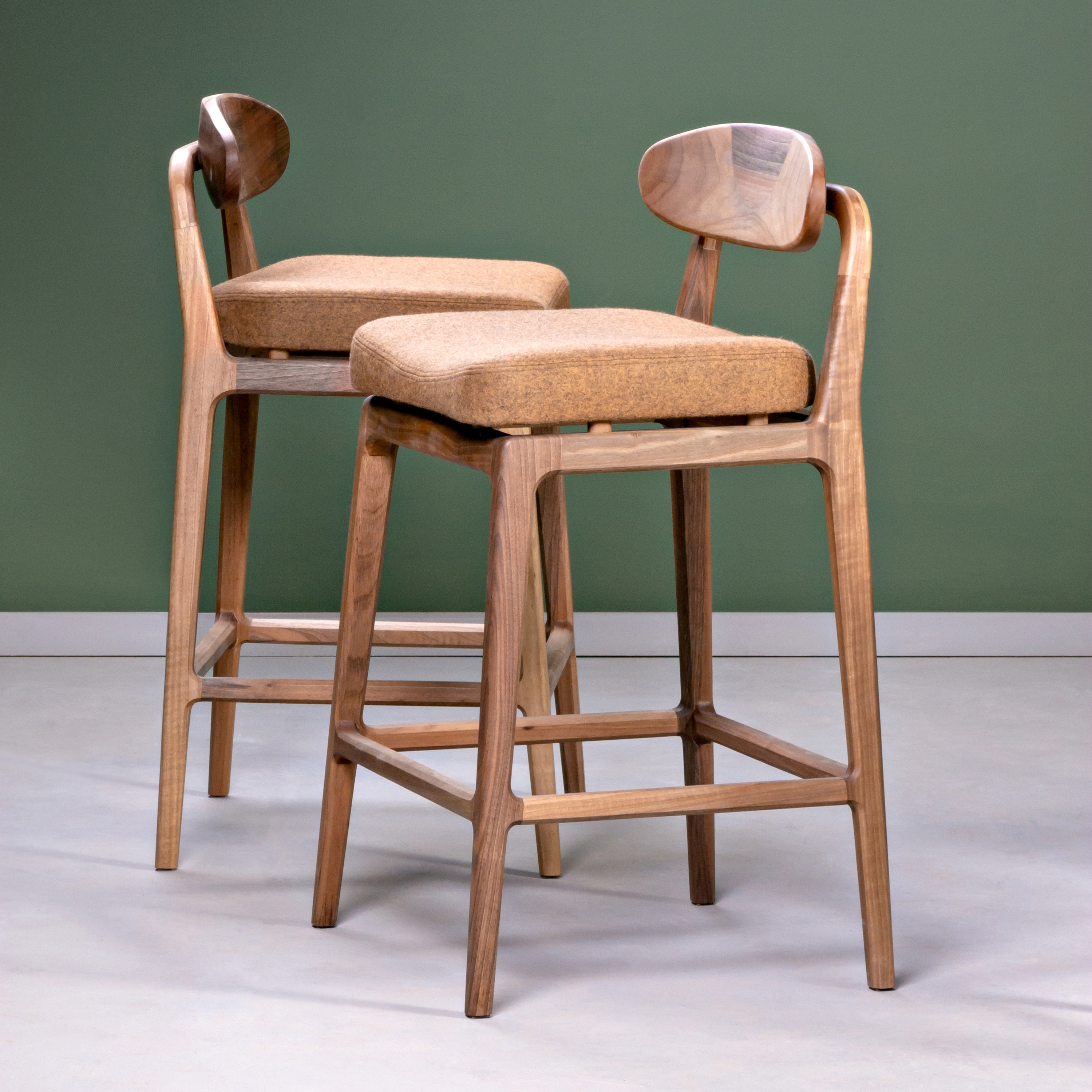 Labor barstool,wool coll. fabric