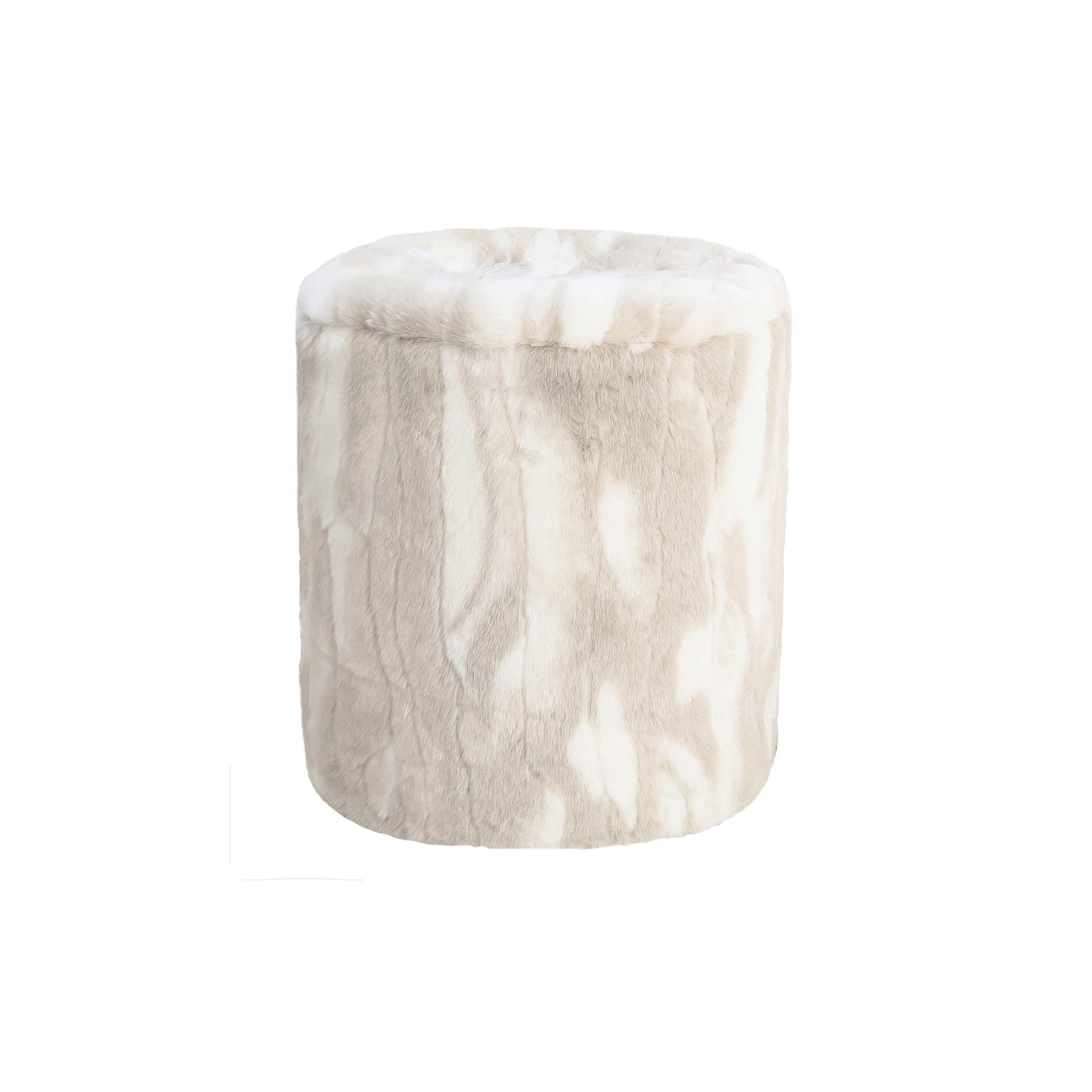 XL Beanbag | Beige & white faux fur stool