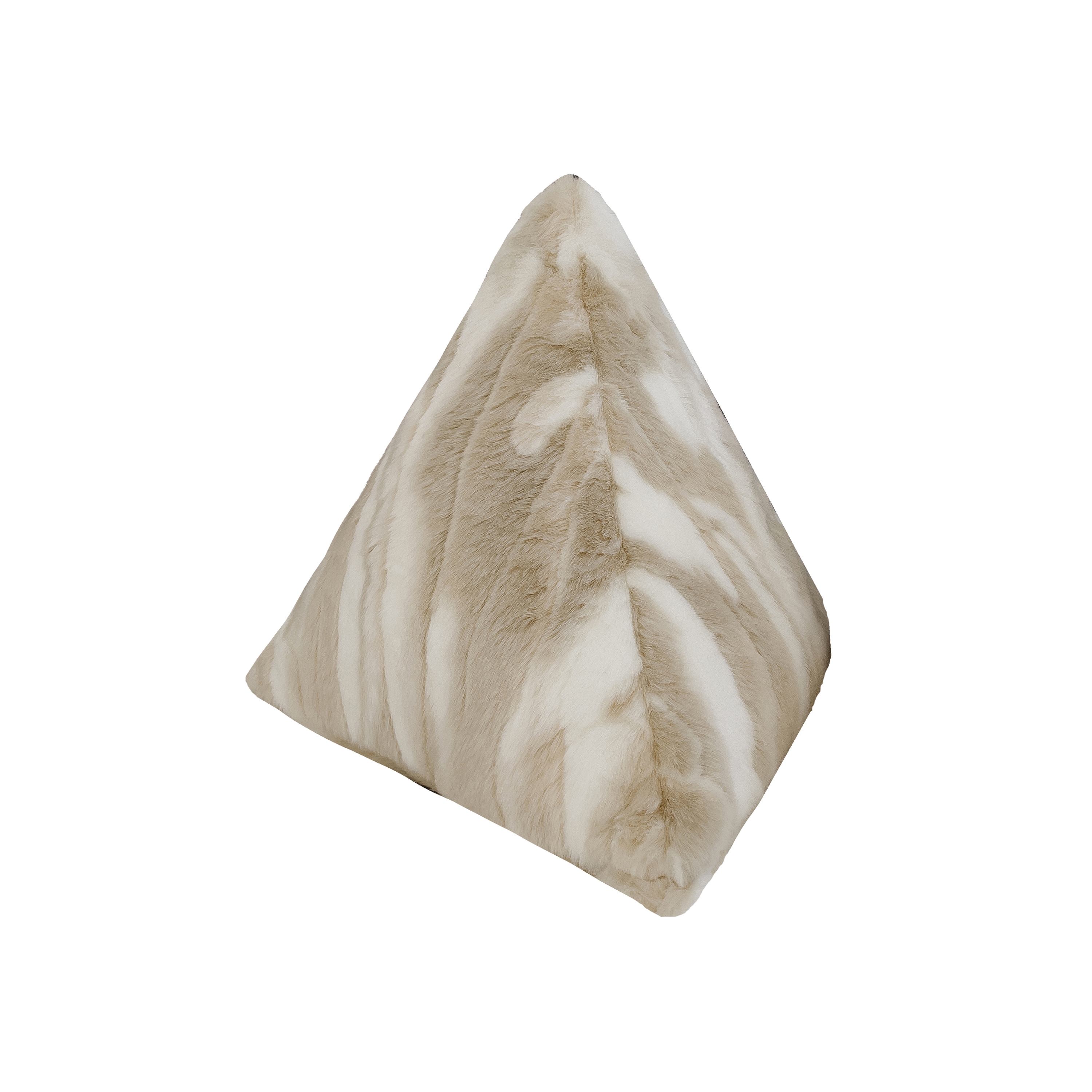 Cushions and Throws | Beige faux fur pyramid cushion M