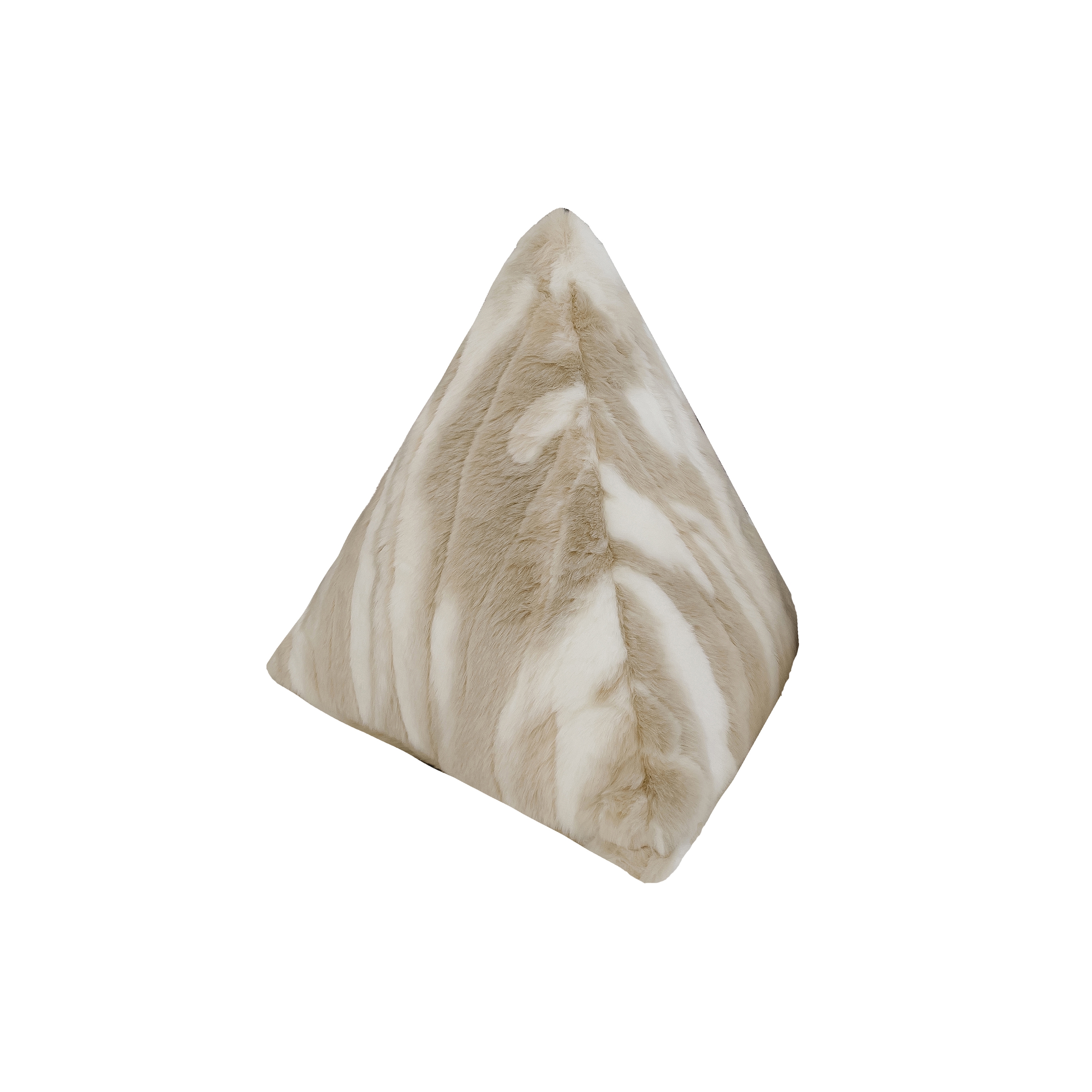 Cushions and Throws | Beige faux fur pyramid cushion S