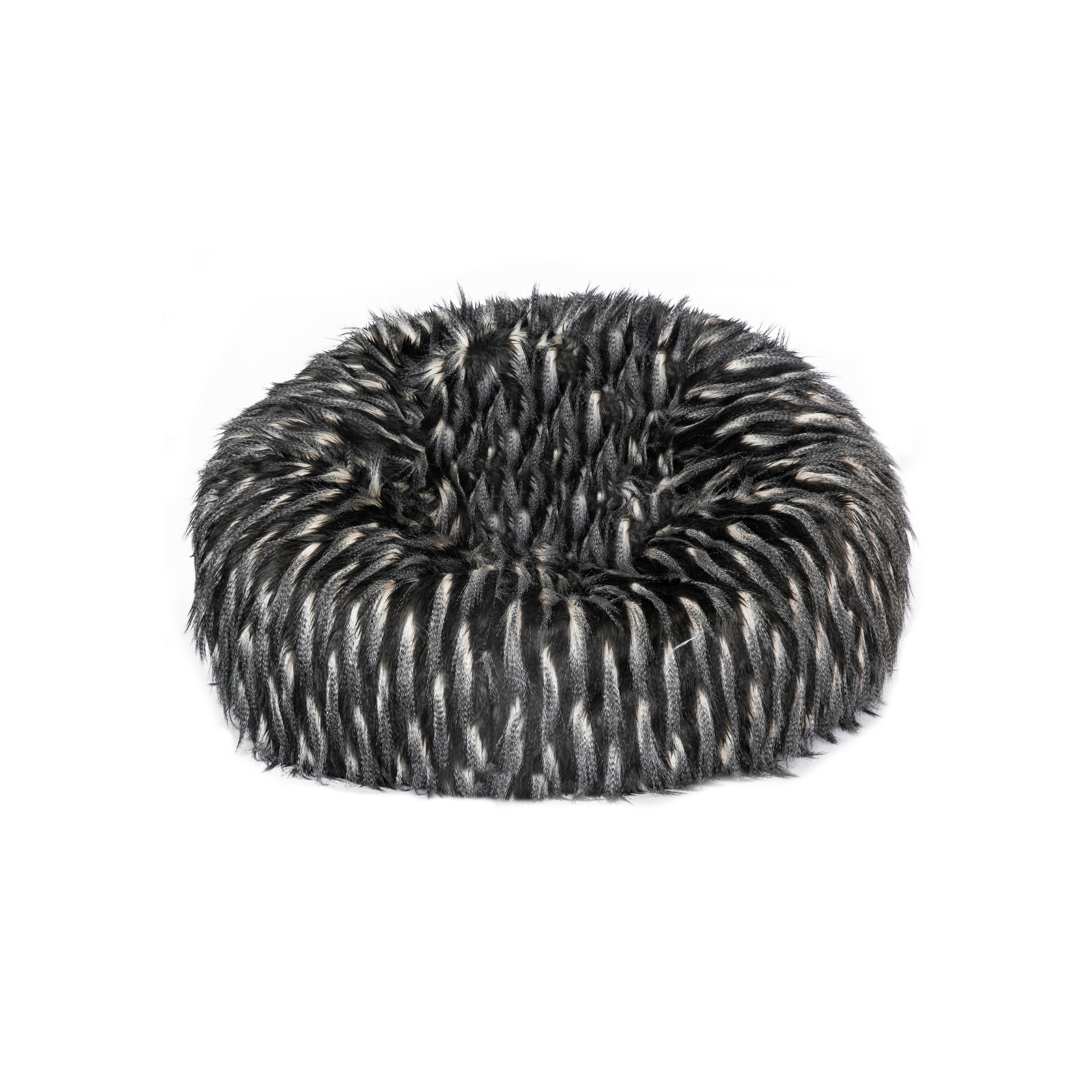 Poltrona a sacco xl | Sgabello in pelliccia sintetica nero