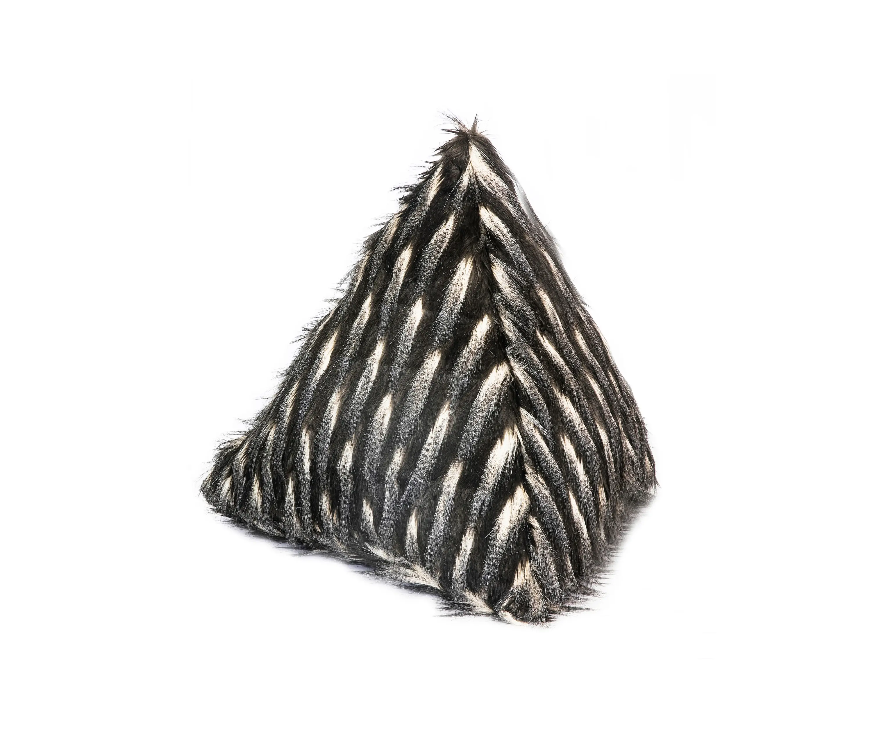 MX HOME - Coussins et Plaids | Coussin pyramide en fausse fourrure noire et blanche M