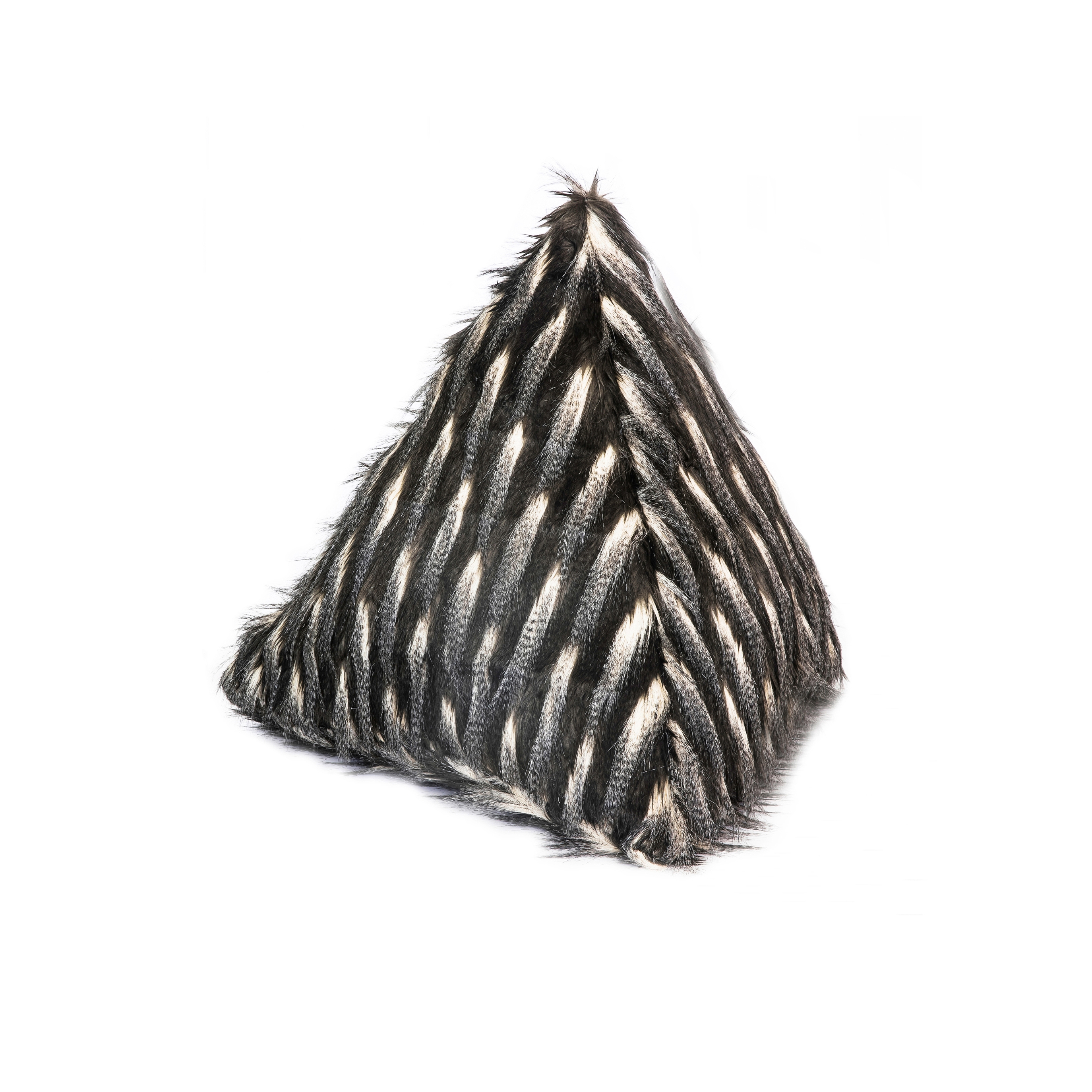 Cushions and Throws | Black faux fur pyramid cushion M