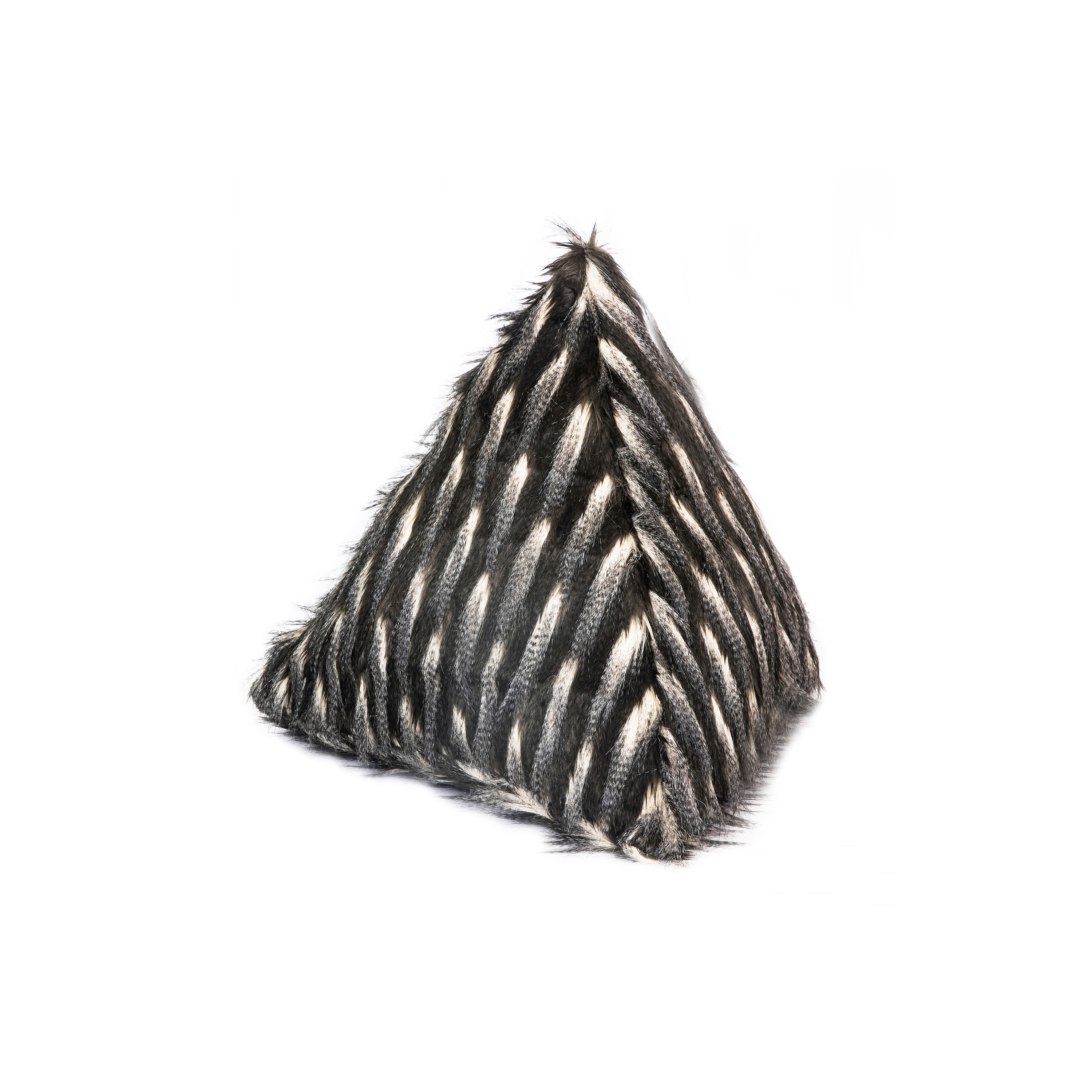 Cushions and Throws | Black faux fur pyramid cushion S