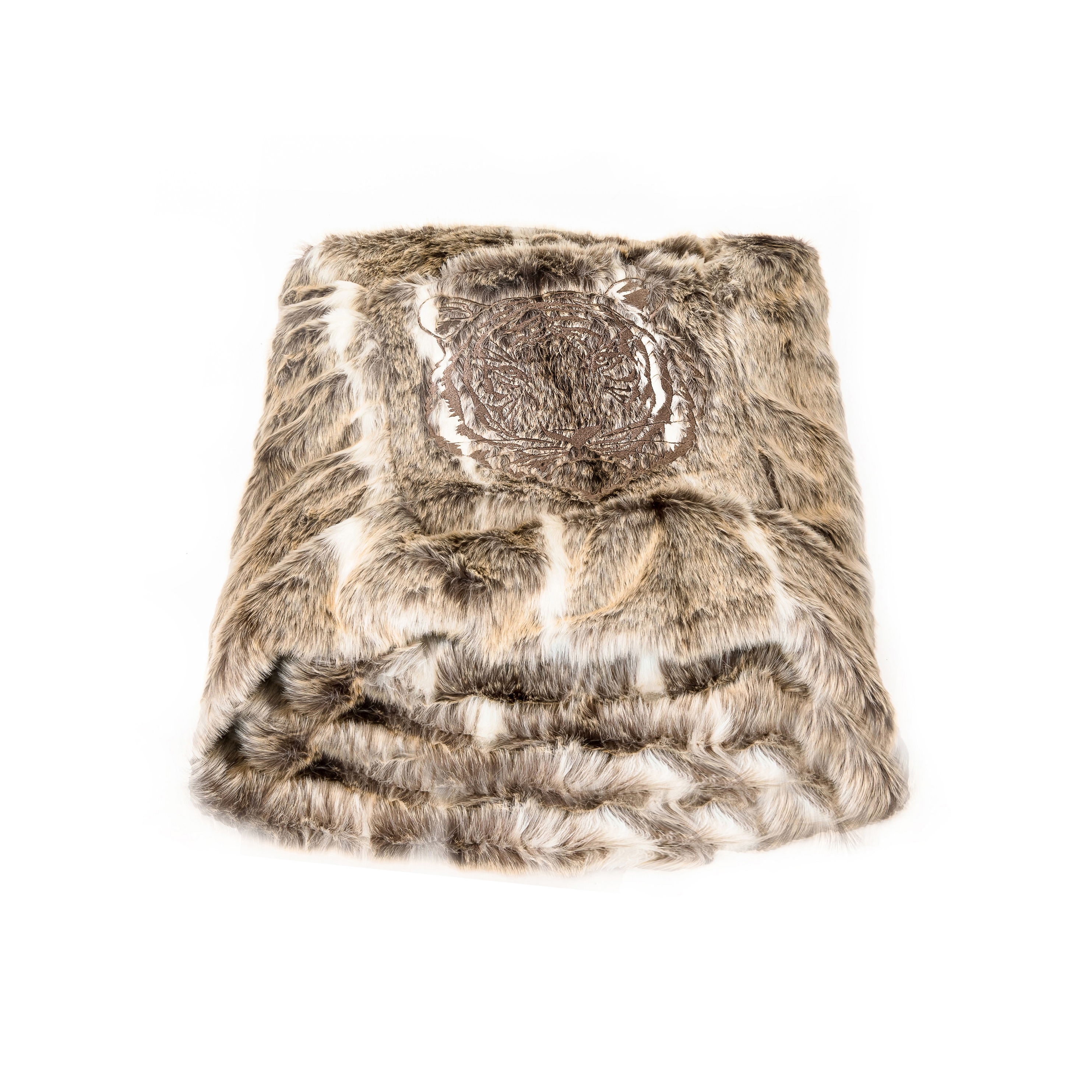 Cushions and Throws | Brown embroidered faux fur blanket
