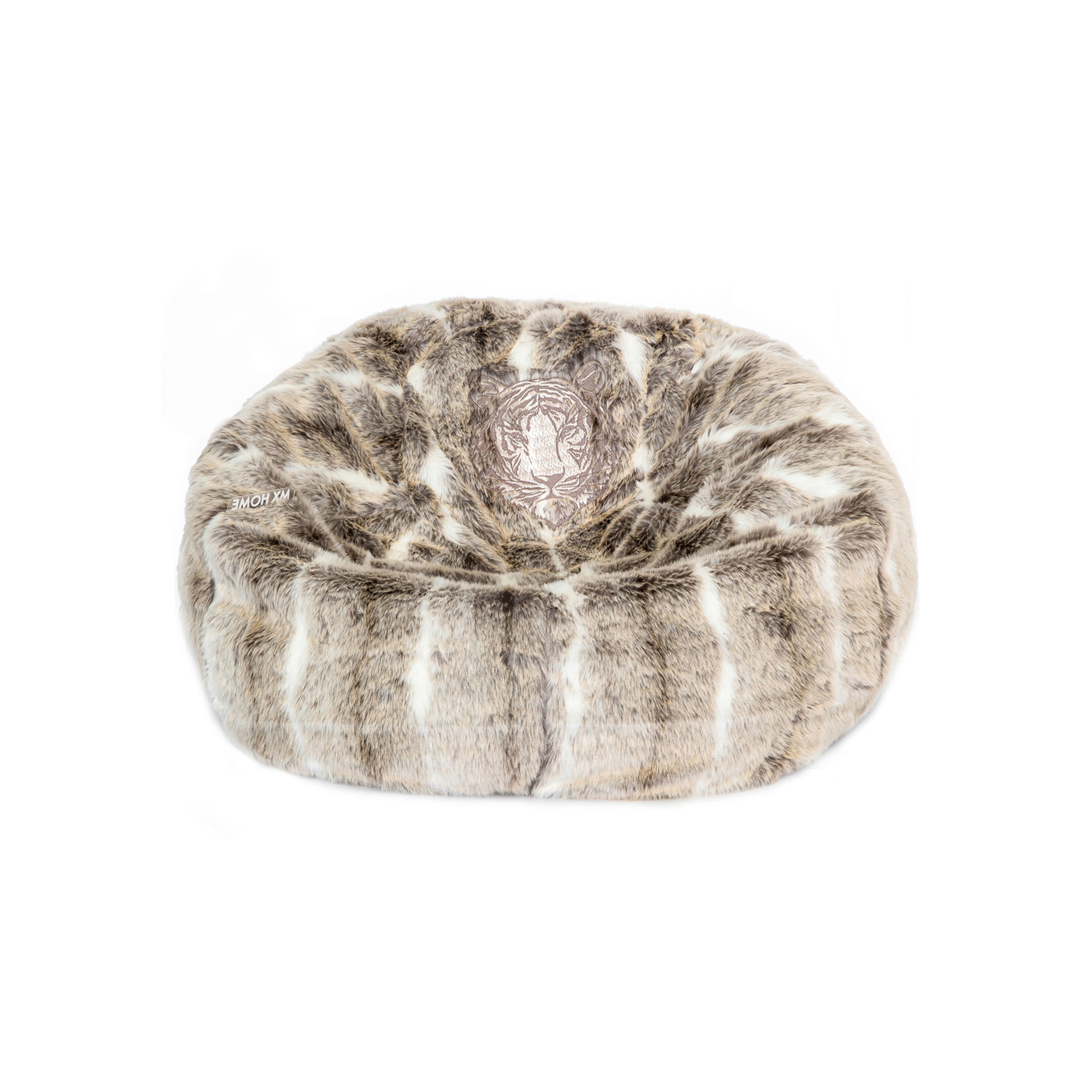 XL Beanbag | Brown faux fur embroidered beanbag