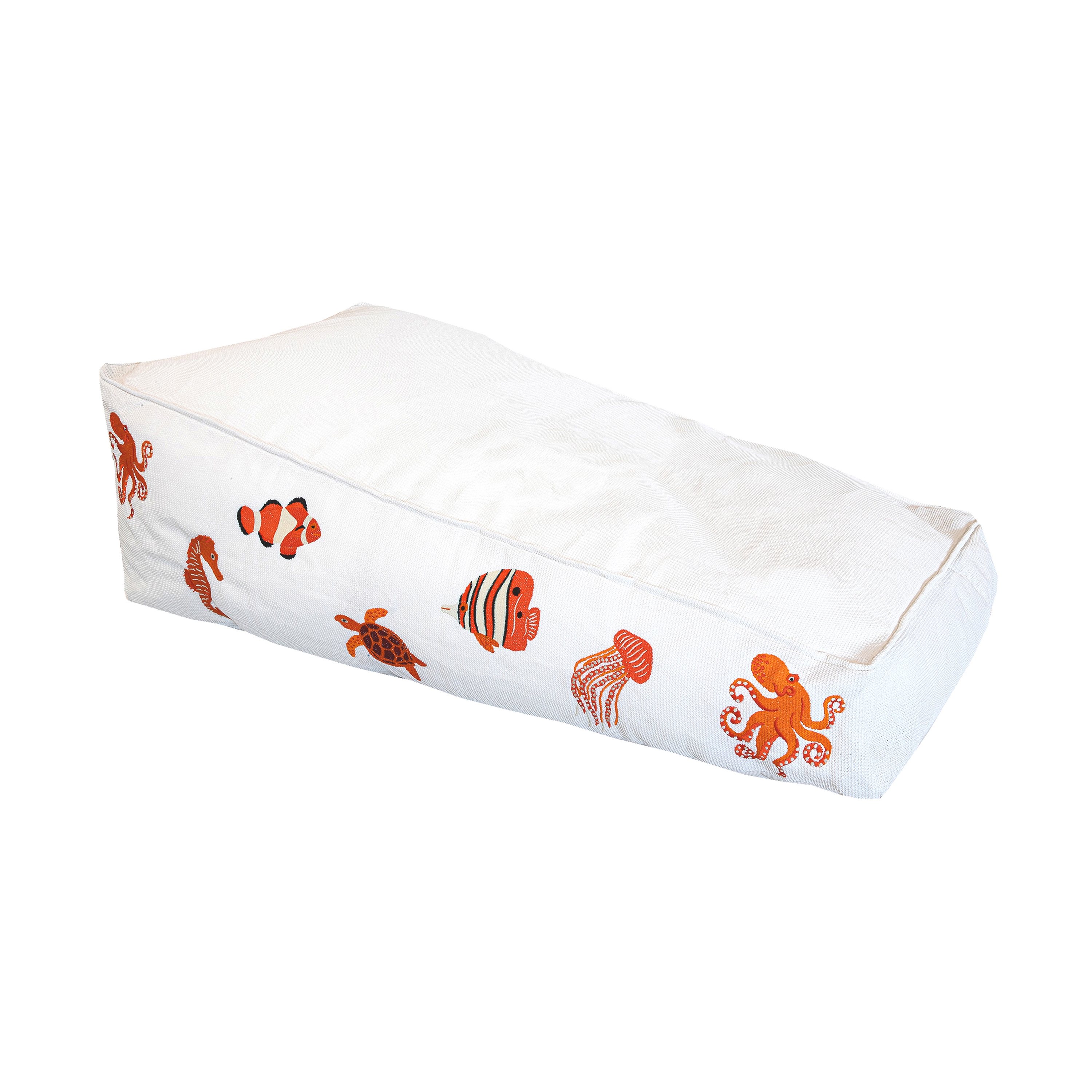 XL poufs and cushions | Embroidered floating sun lounger - Outdoor - orange