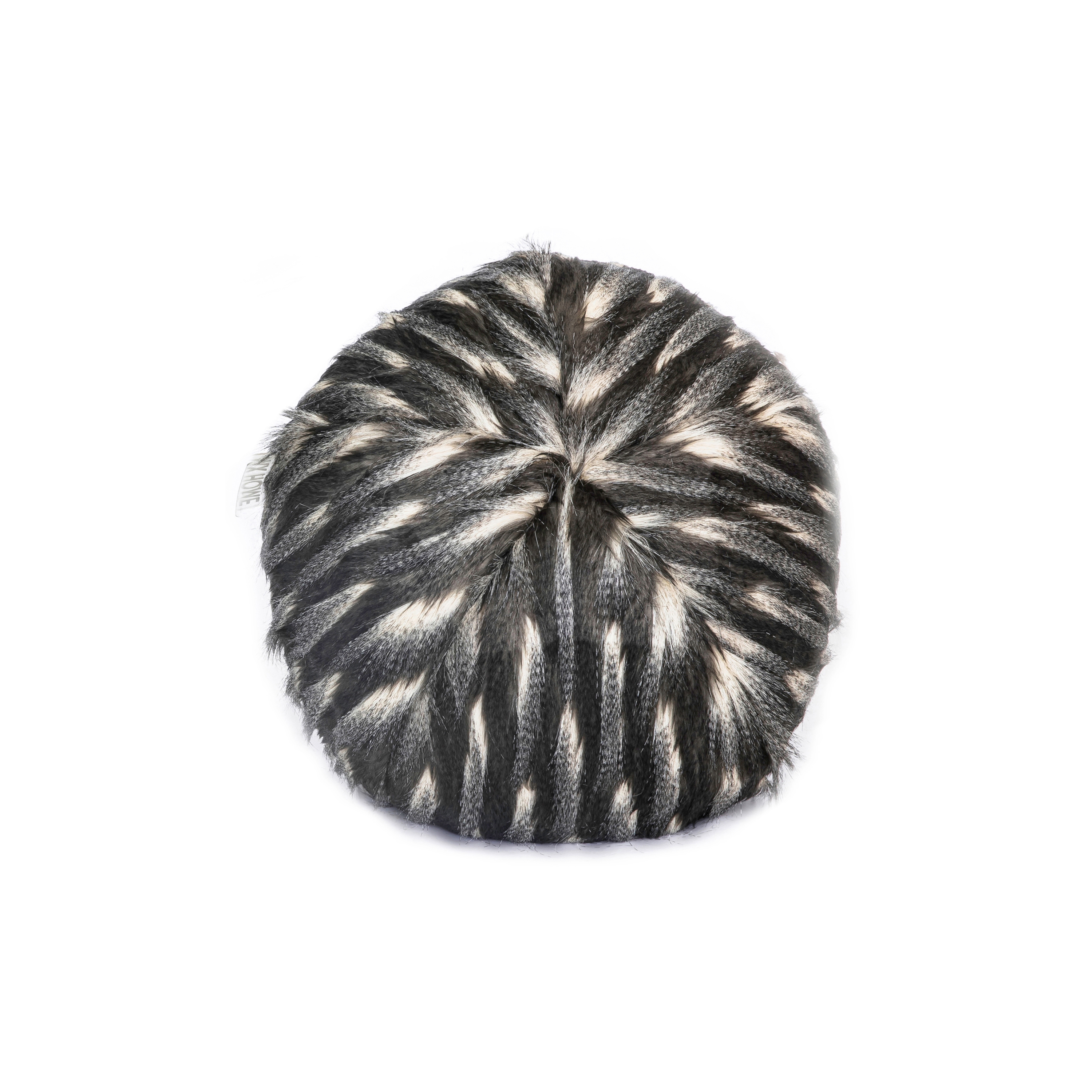 Afficher le produit Coussins et Plaids | Coussin balle en fausse fourrure noire et blanche du fabricant MX HOME