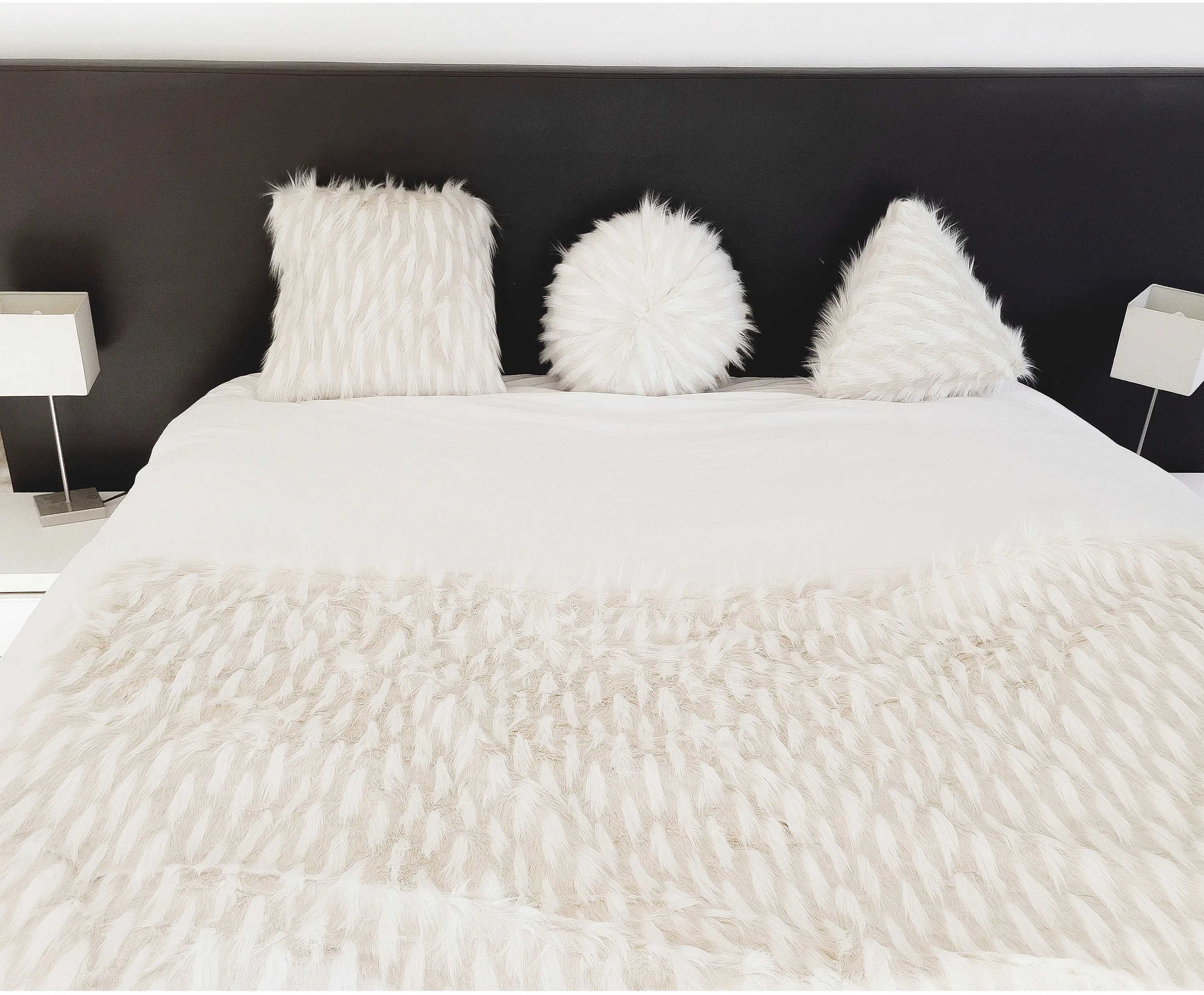 MX HOME - Cuscini e plaid | Coperta in pelliccia sintetica bianca