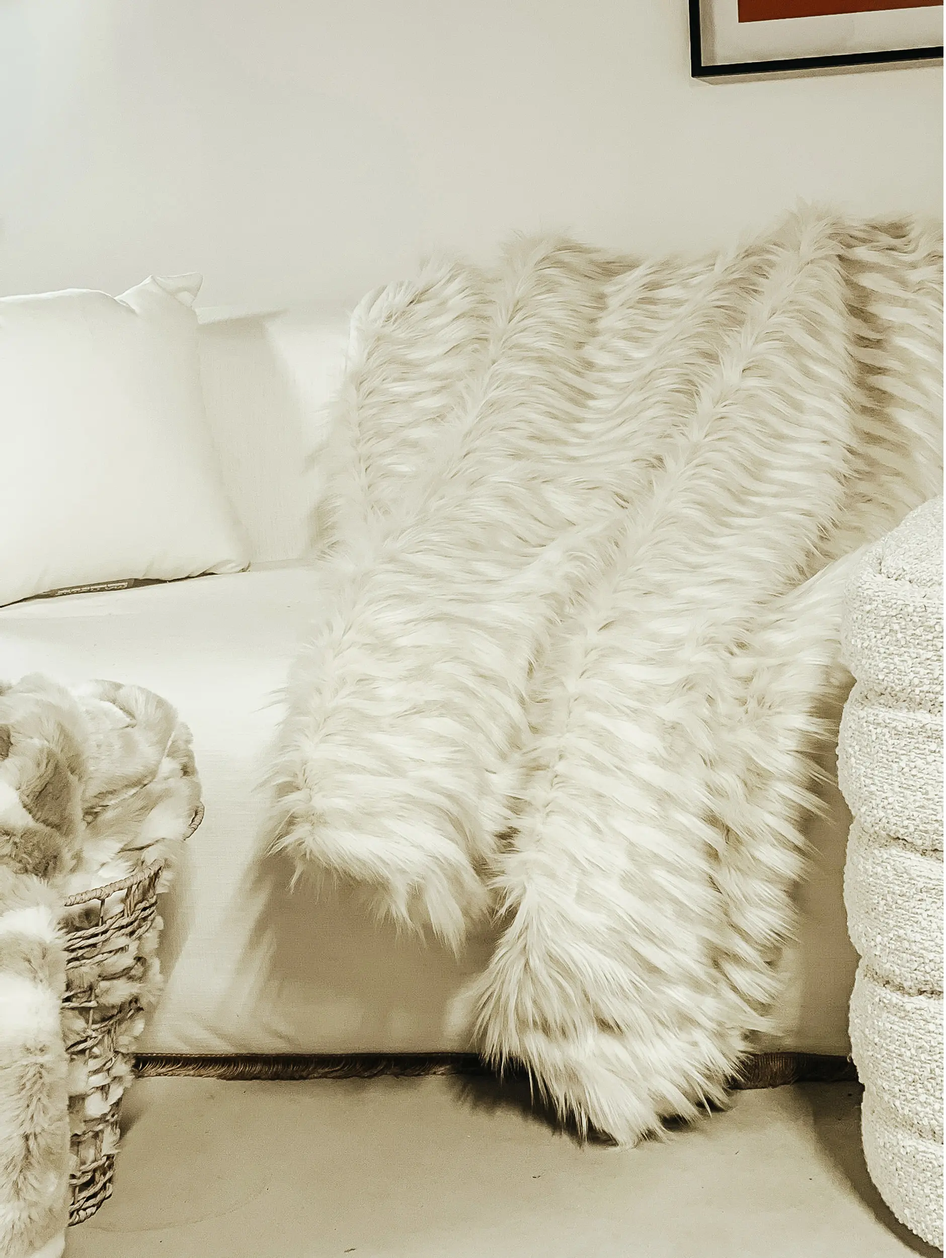 MX HOME - Cuscini e plaid | Coperta in pelliccia sintetica bianca