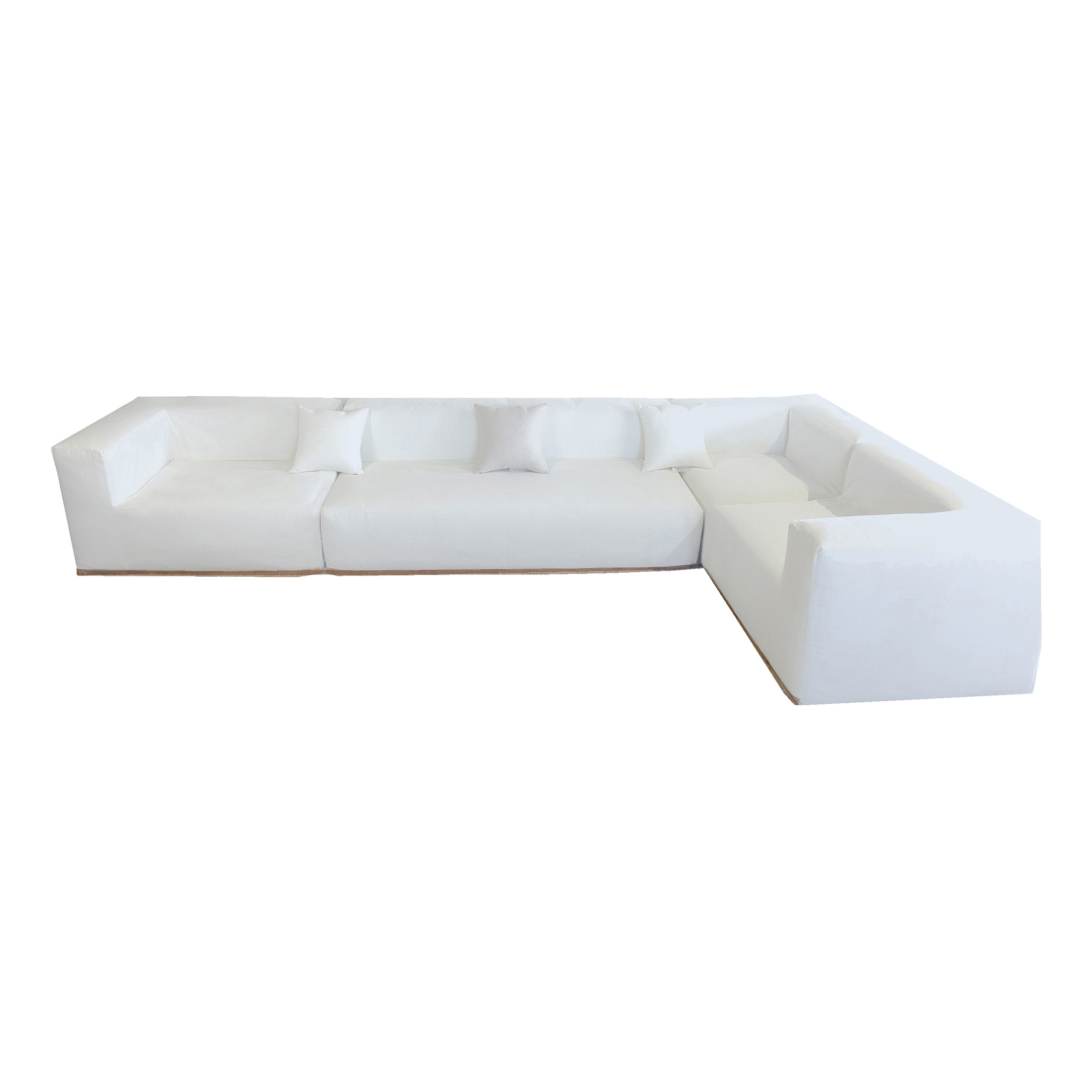 Display product Interior sofas | Modular corner sofa - Removable cover 5/6 seater - White cotton with fringe from manufacturer MX HOME