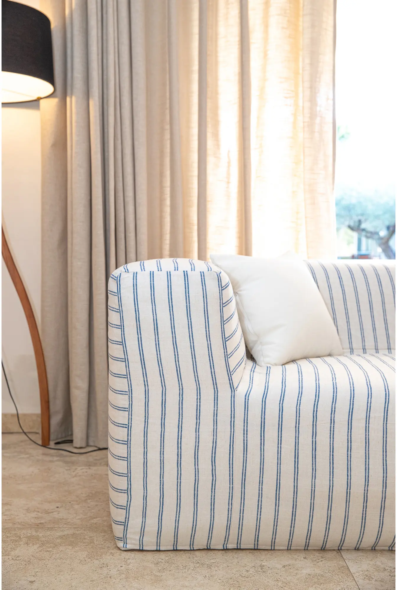 MX HOME - Divani interni | Divano modulare - Sfoderabile, a 3 posti - Lino a righe