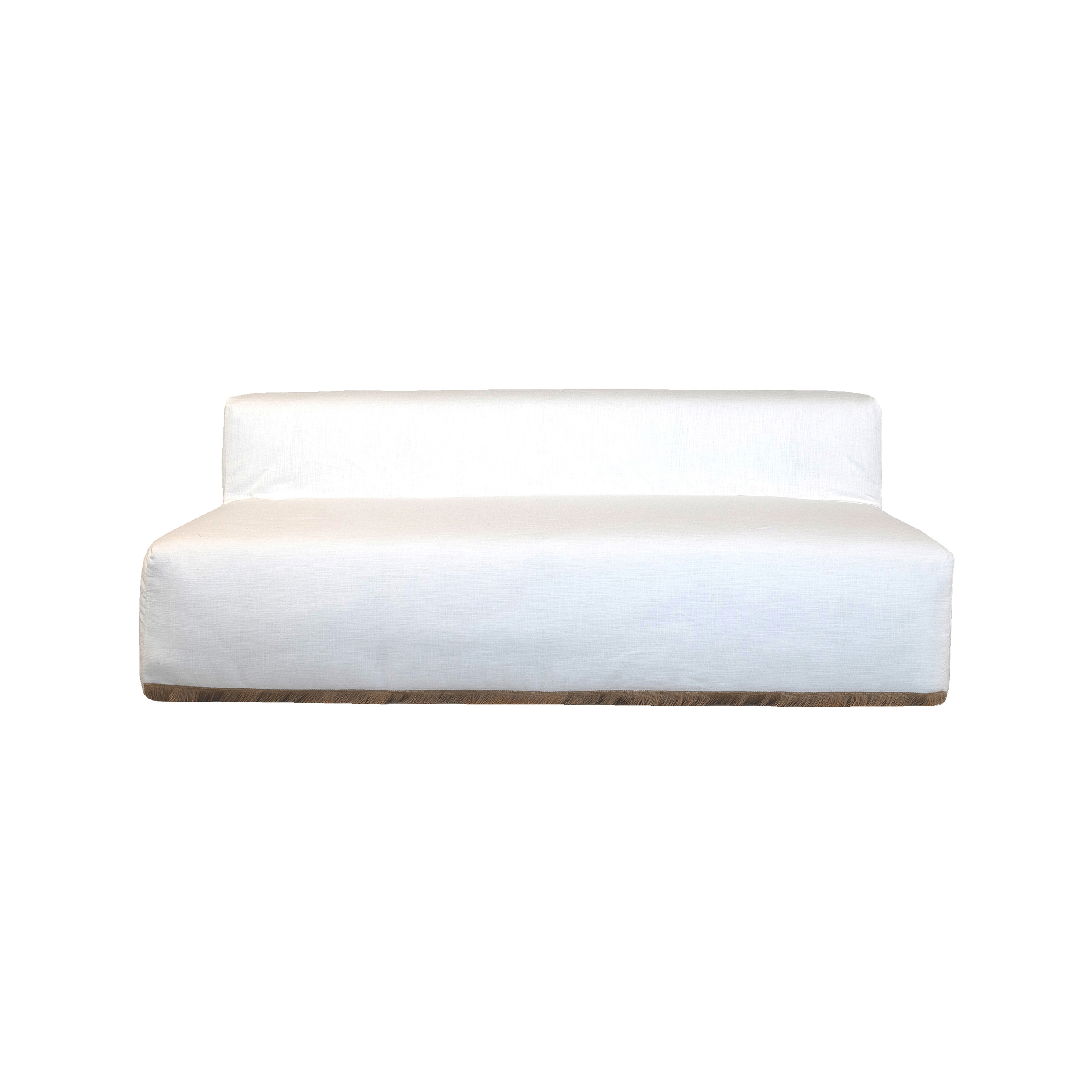 Interior sofas | Modular sofa bench - Removable cover - White cotton with fringes