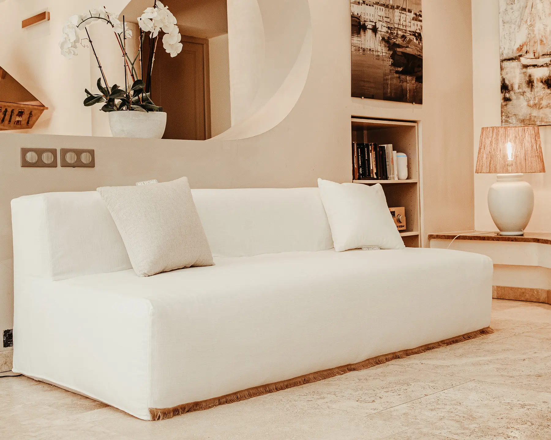 MX HOME - Divani interni | Divano modulare - Sfoderabile, a 3 posti - Cotone con frangia