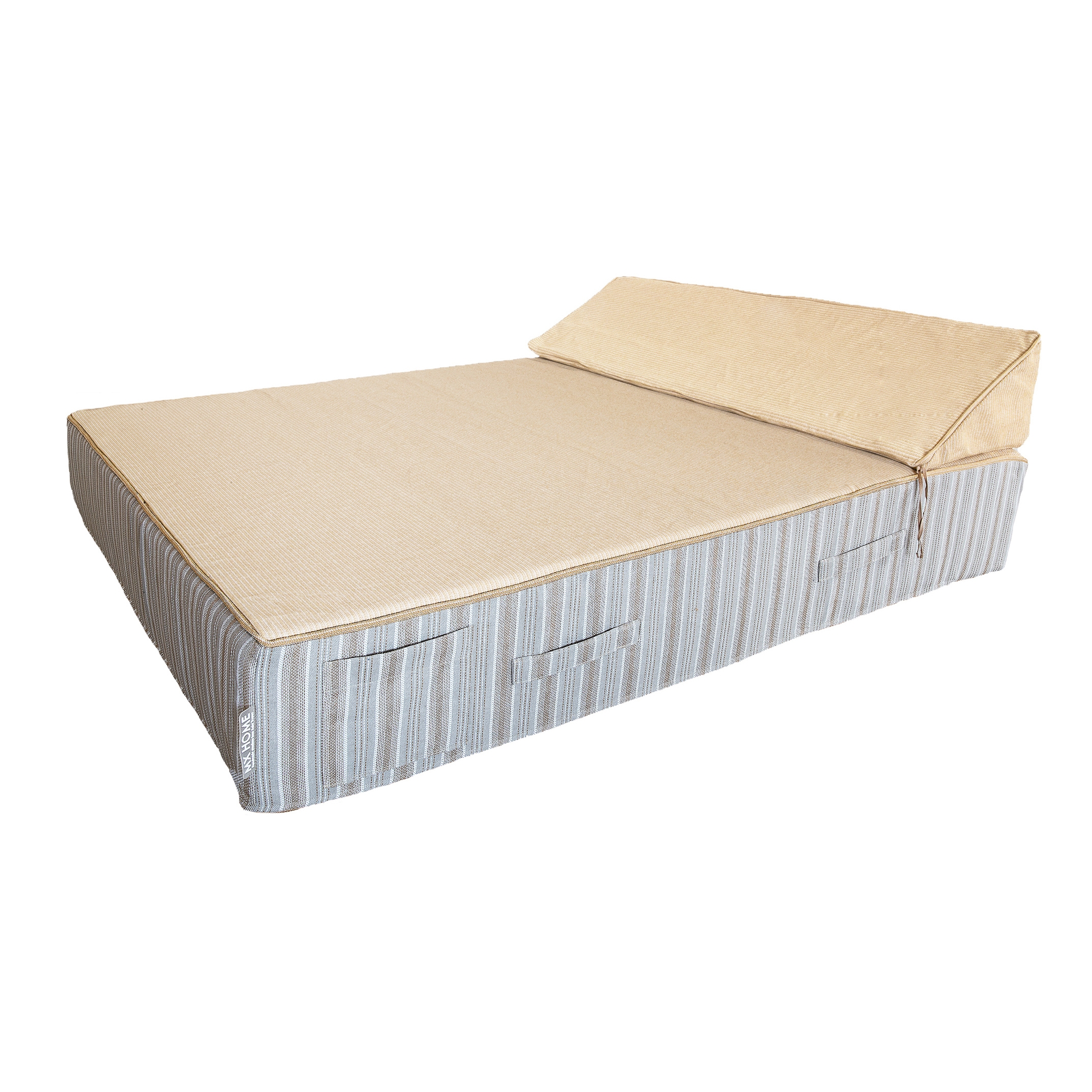 Display product Beds and foam Mattresses | Outdoor foam bed 2 people - Striped "raffia effect" from manufacturer MX HOME