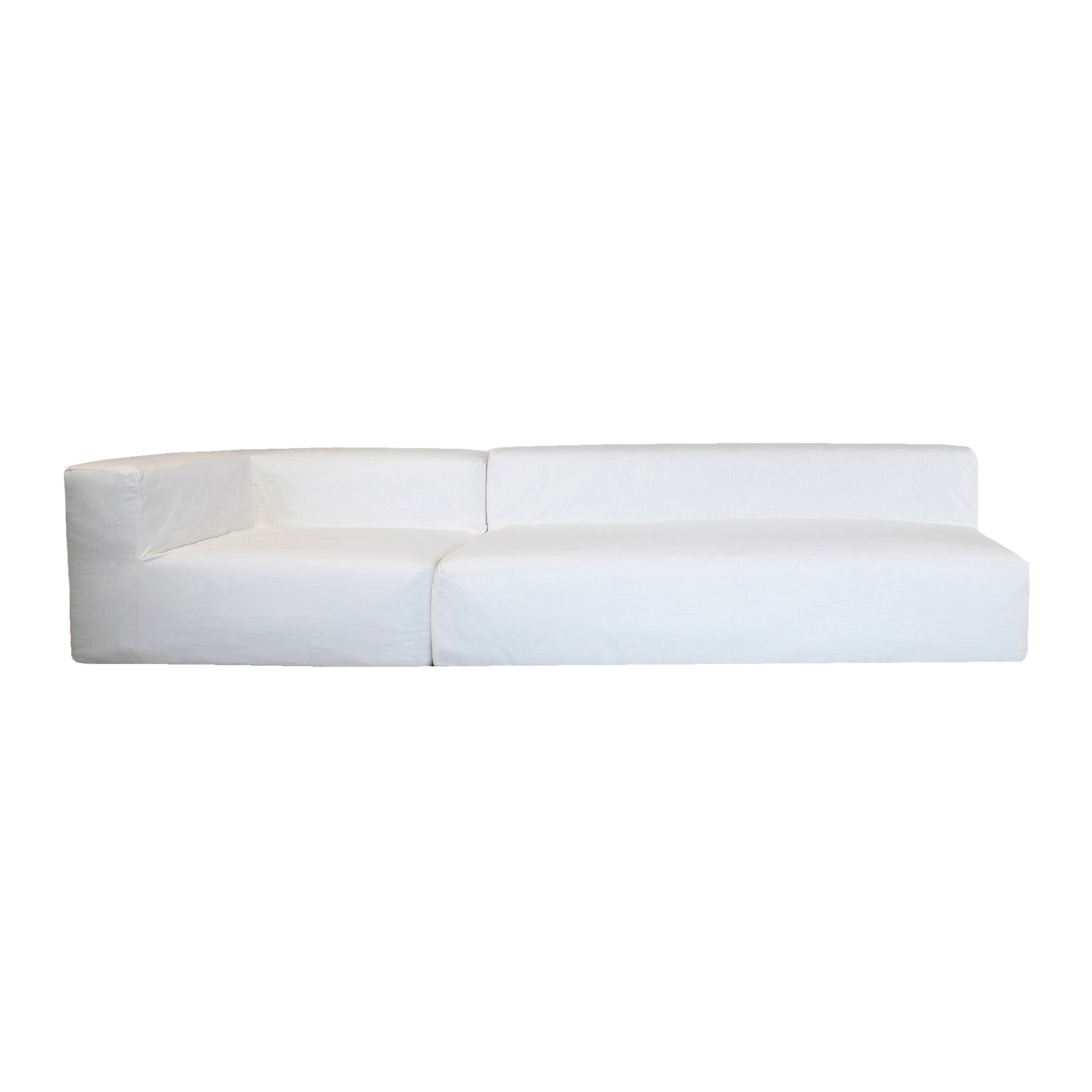 Vertoon produk Outdoor sofas | Outdoor modular sofa - Removable cover 4/5 seater - White cotton van vervaardiger MX HOME