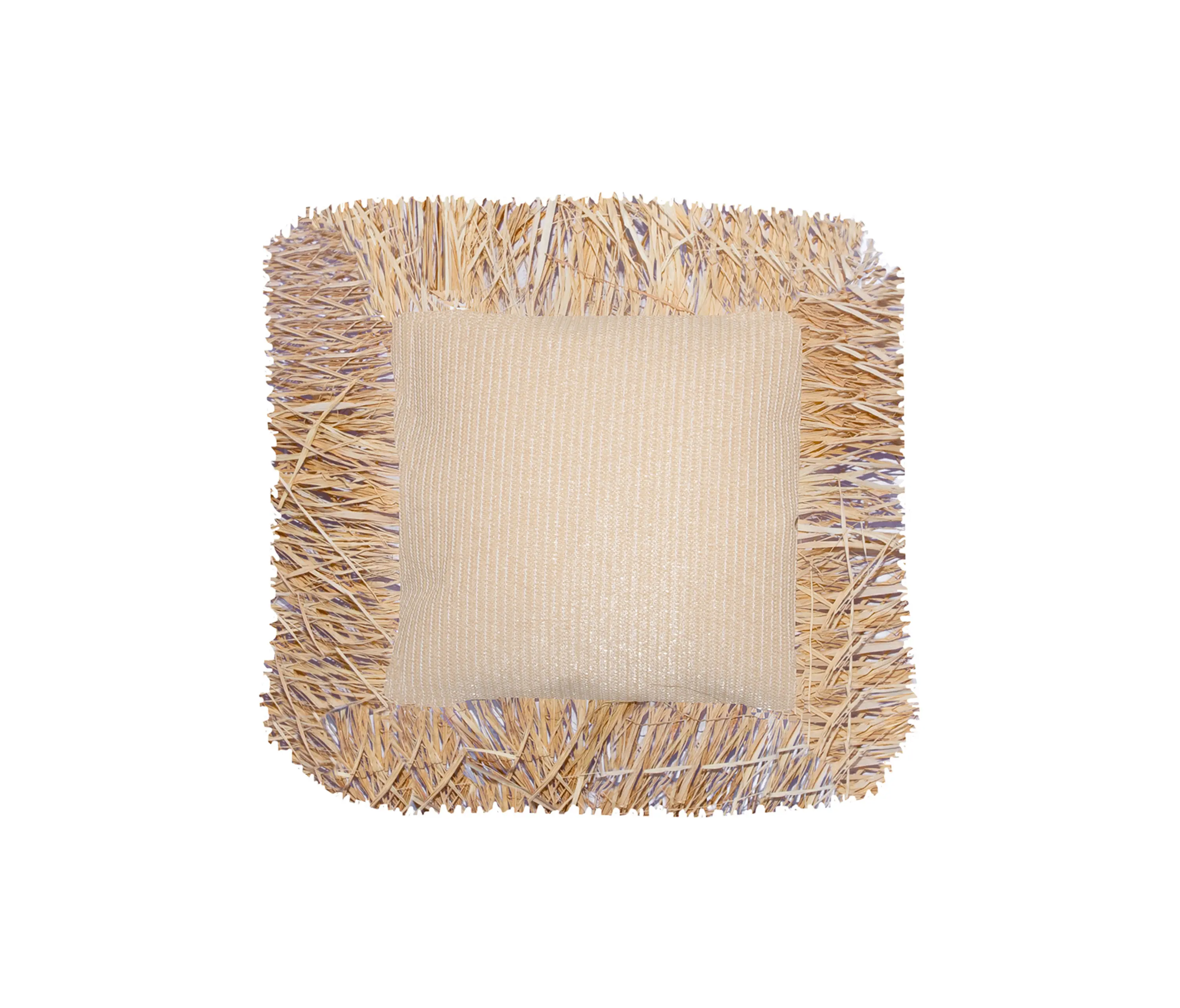 MX HOME - XL poufs and cushions | Raffia effect cushion with bangs - Outdoor
