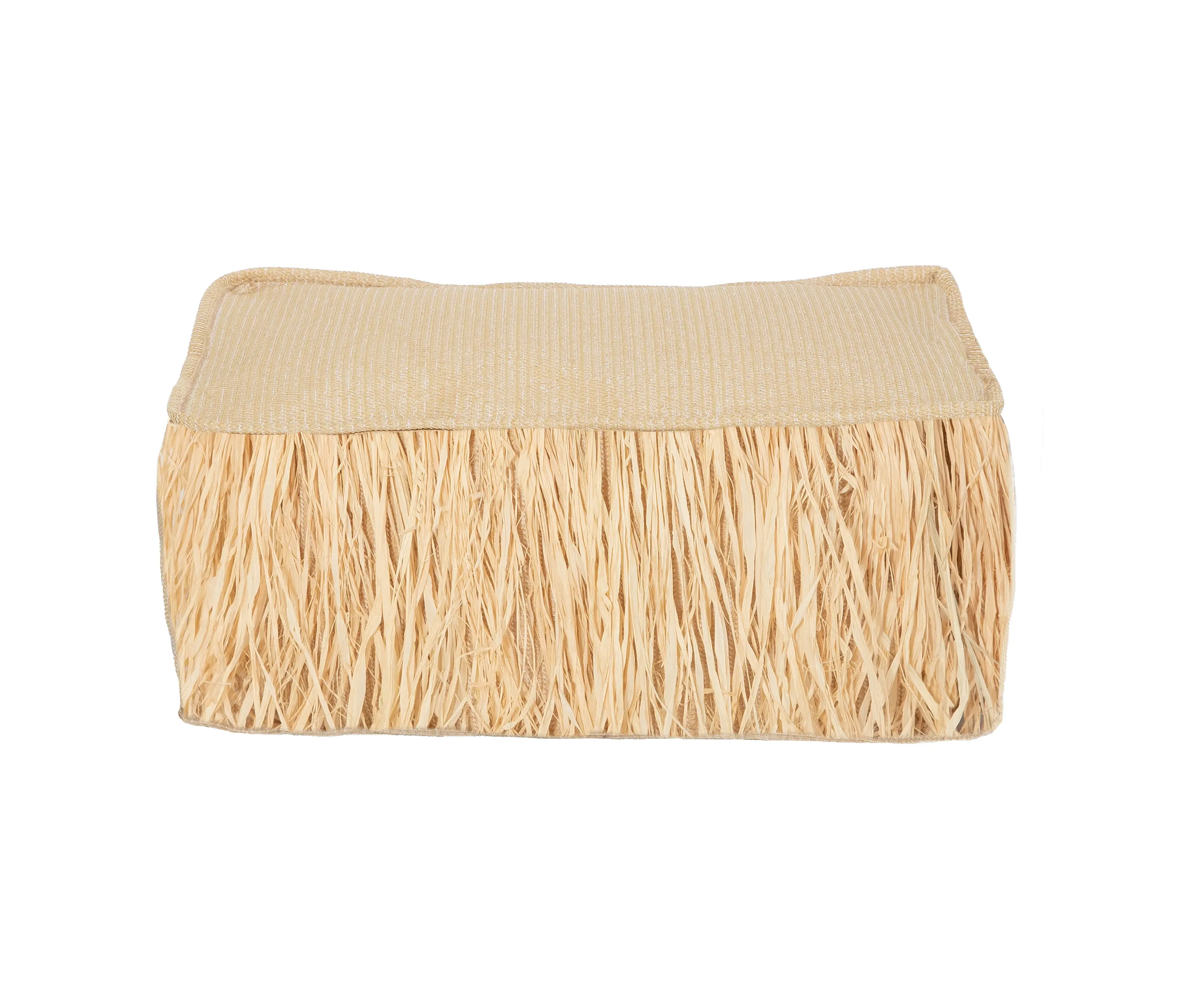 MX HOME - Poufs XL and Coussins | Coussin de sol extérieur effet raphia a frange S