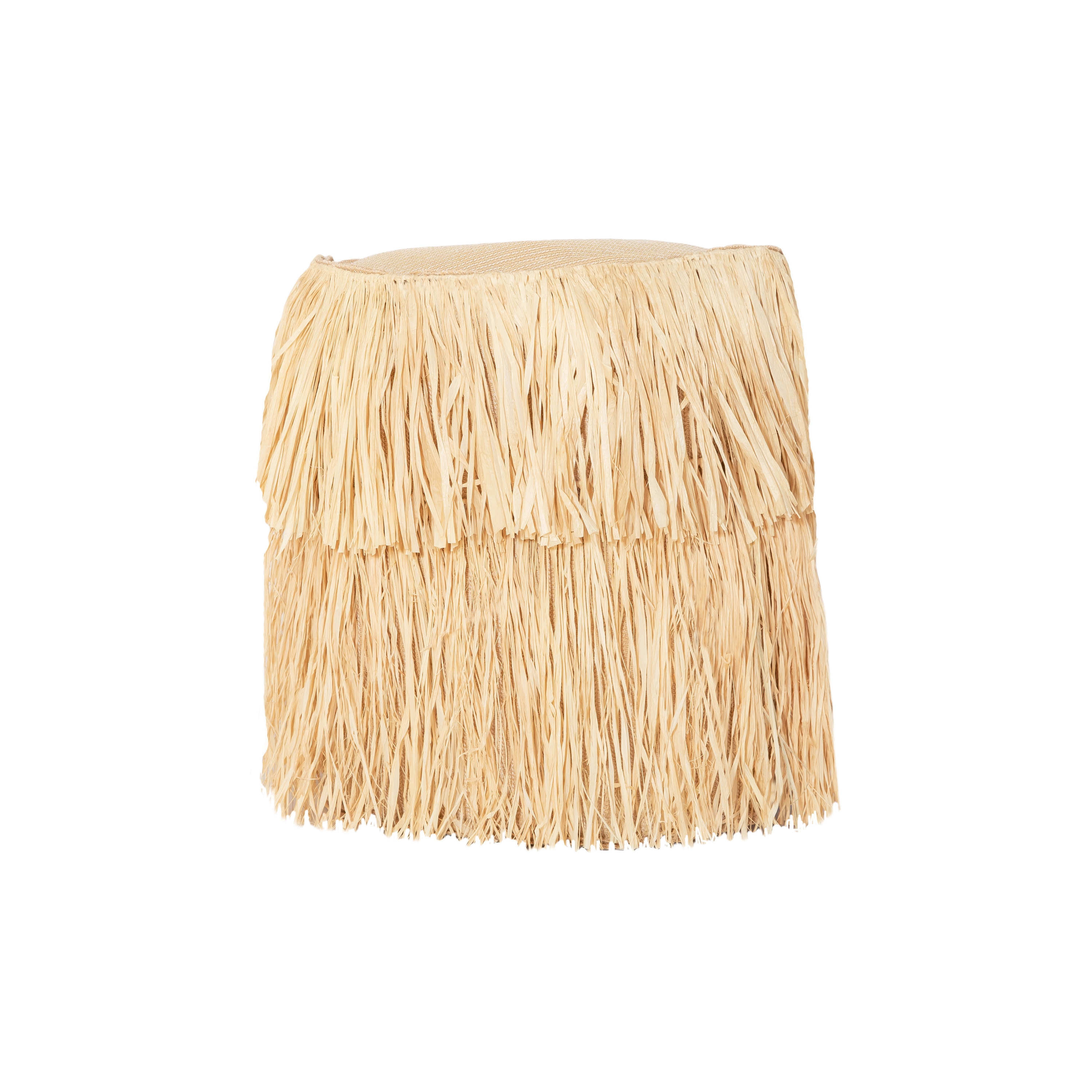 Produkt XL-pouf und Kissen | Outdoor-Hocker in Raffia-Effekt mit Fransen des Herstellers MX HOME anzeigen