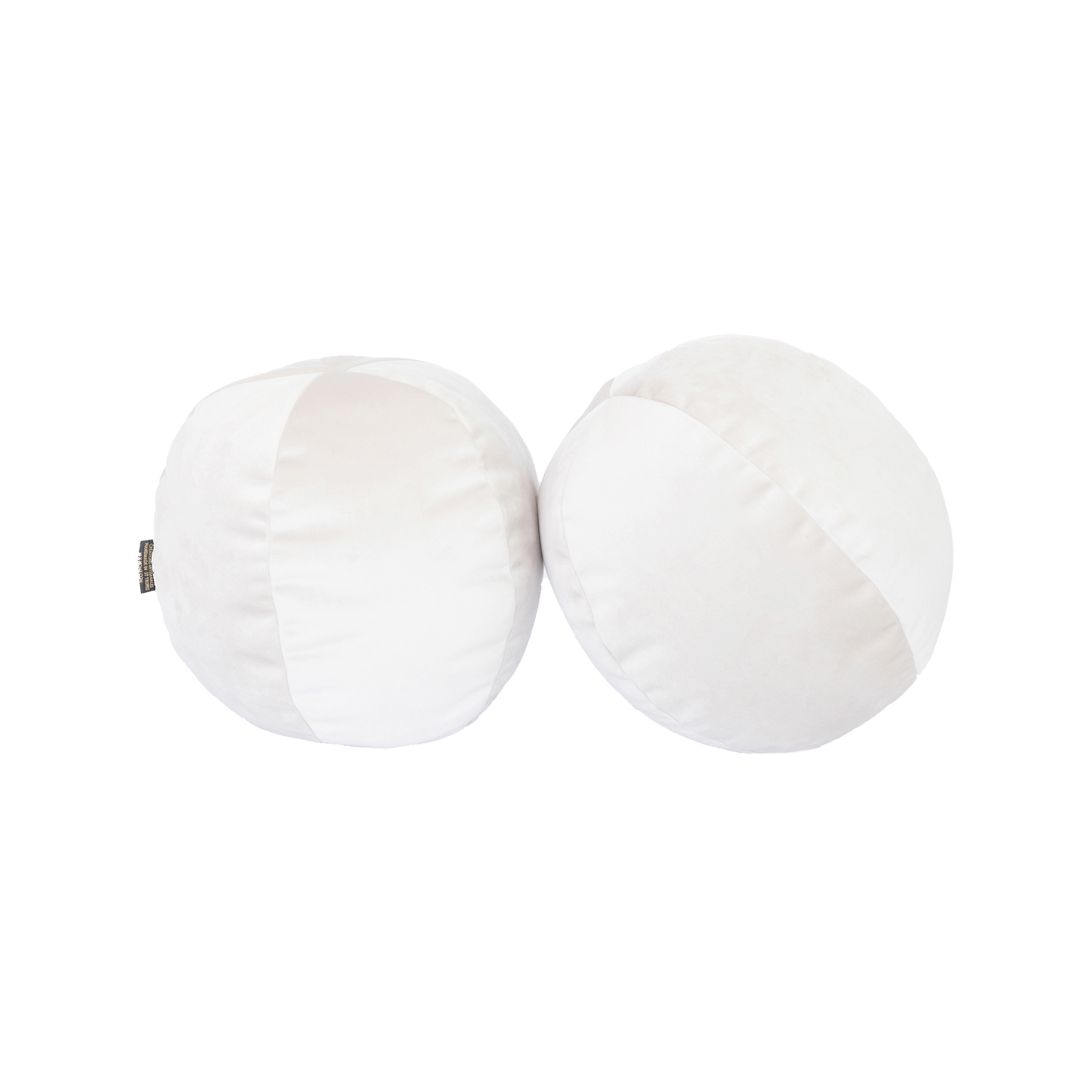 Coussins et Plaids | Coussin balle en velours blanc crème