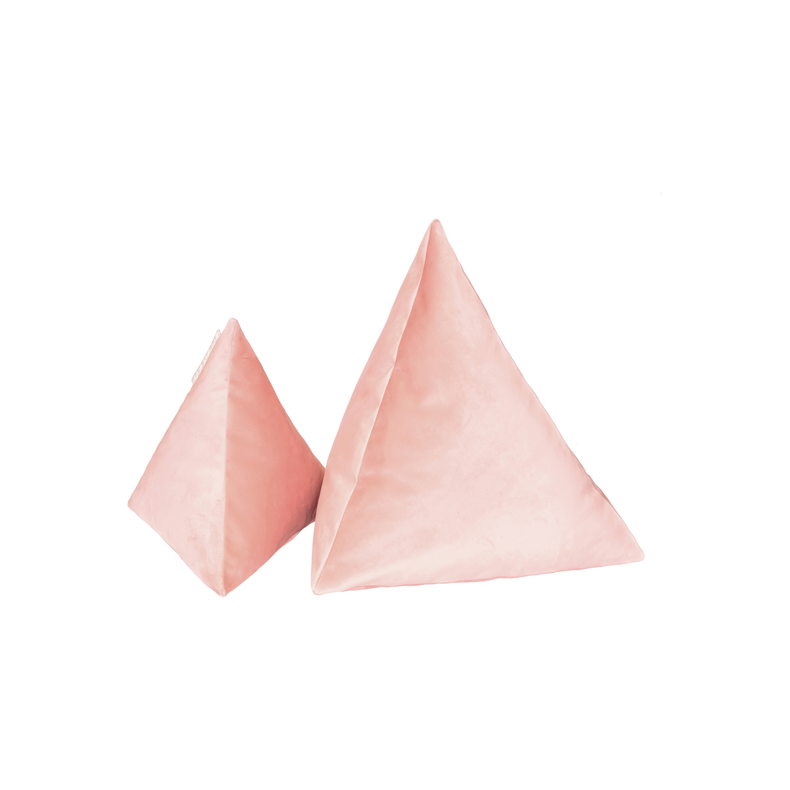 Kissen und Decken | 2er-Set Pyramidenkissen aus puderrosa Samt