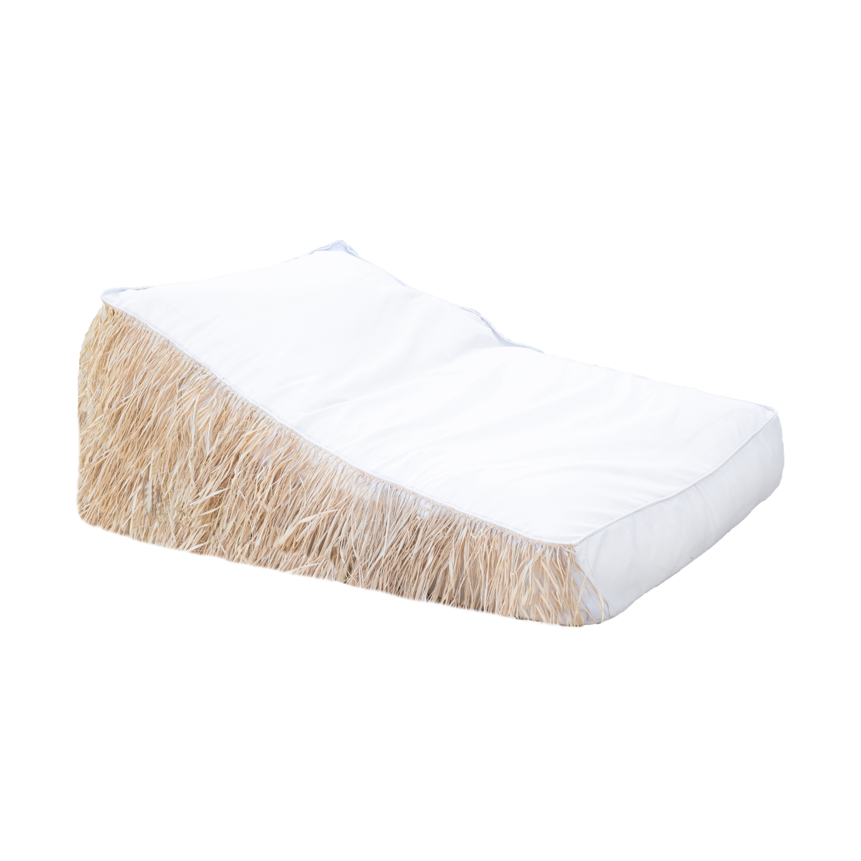 Pouf e cuscini xl | Lettino con frangia blanco per esterni