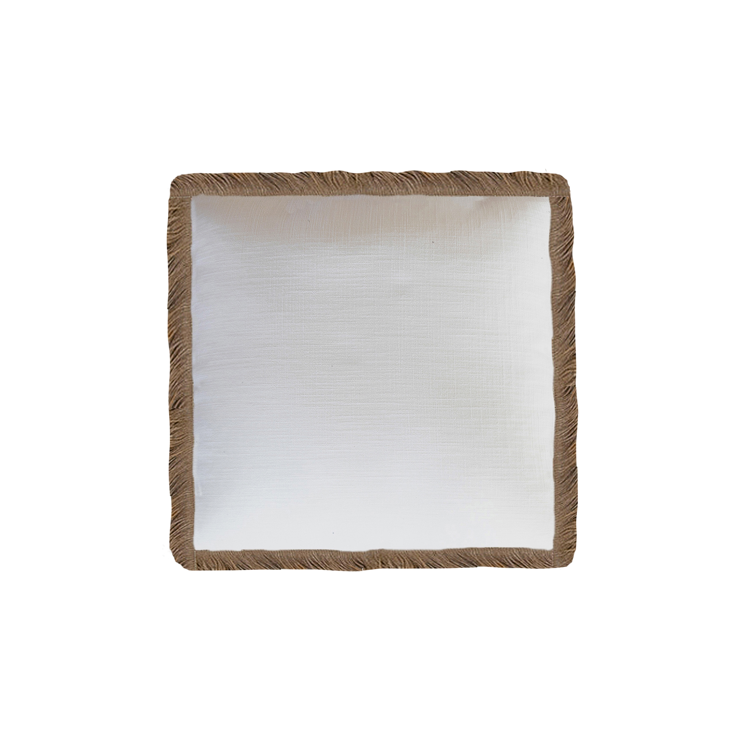 Vertoon produk Cushions and Throws | White washed cotton cushion with fringe van vervaardiger MX HOME