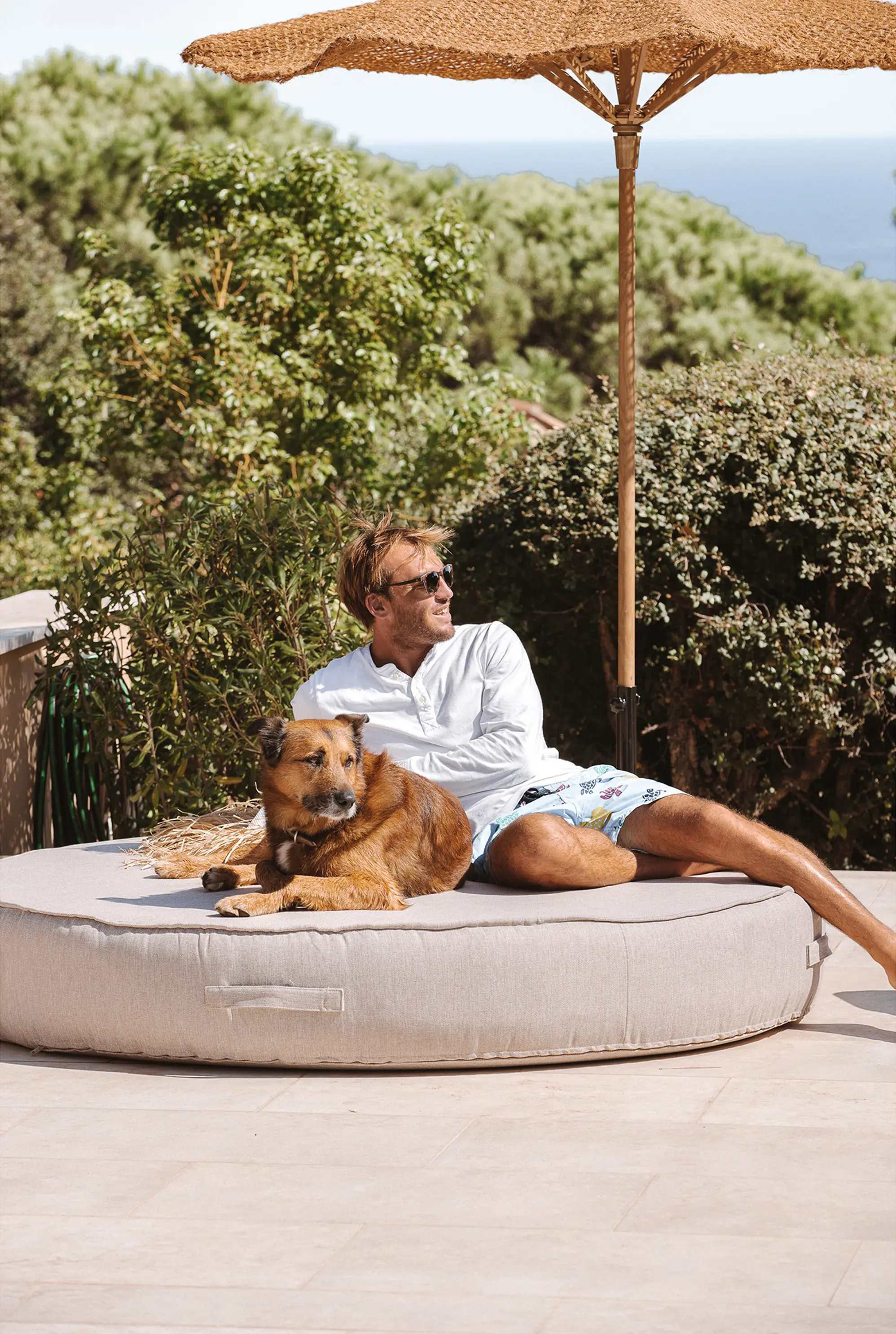 MX HOME - Beds and foam Mattresses | Outdoor sun lounger bed in round linen effect foam