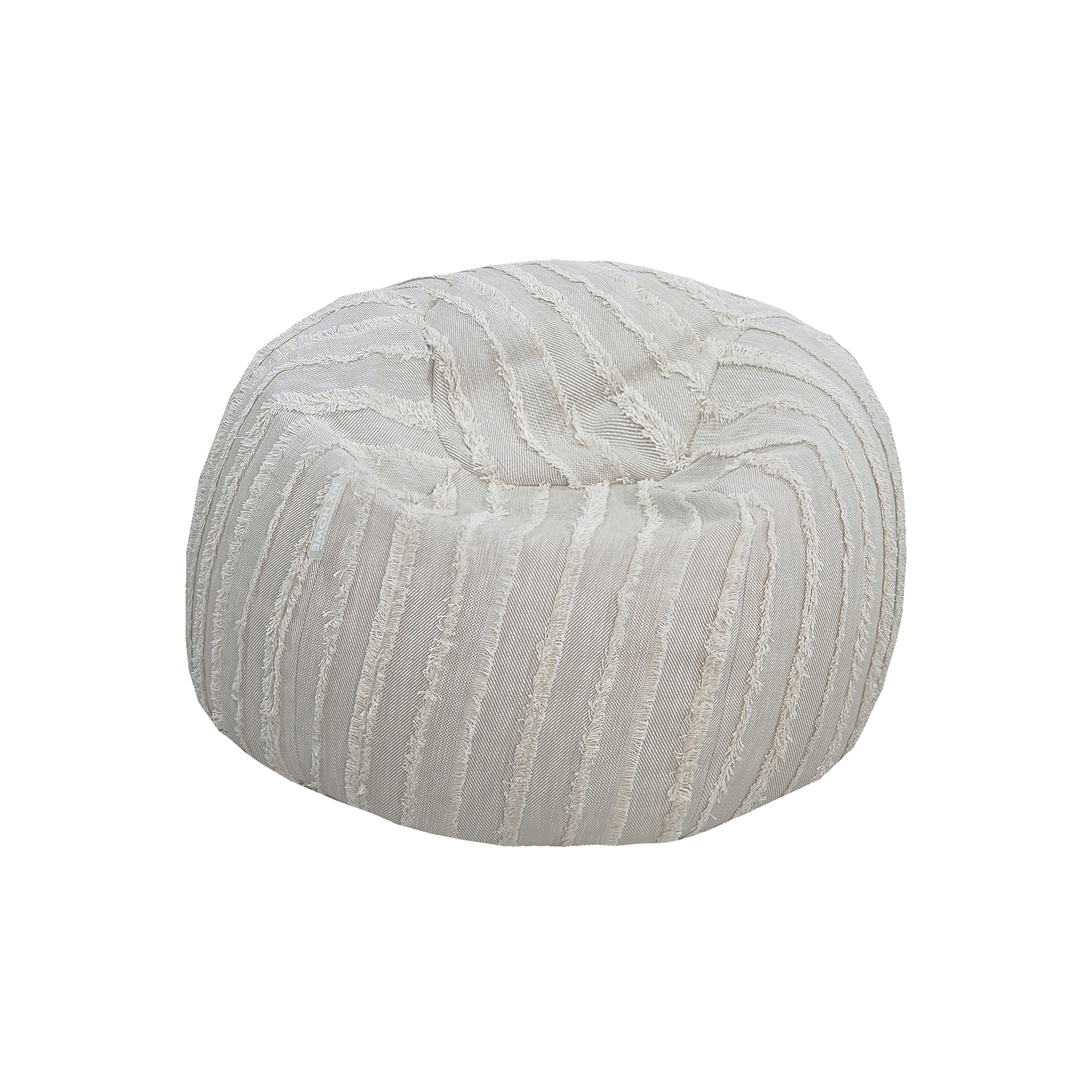 XL Beanbag | Removable gray cotton pouf with fringe