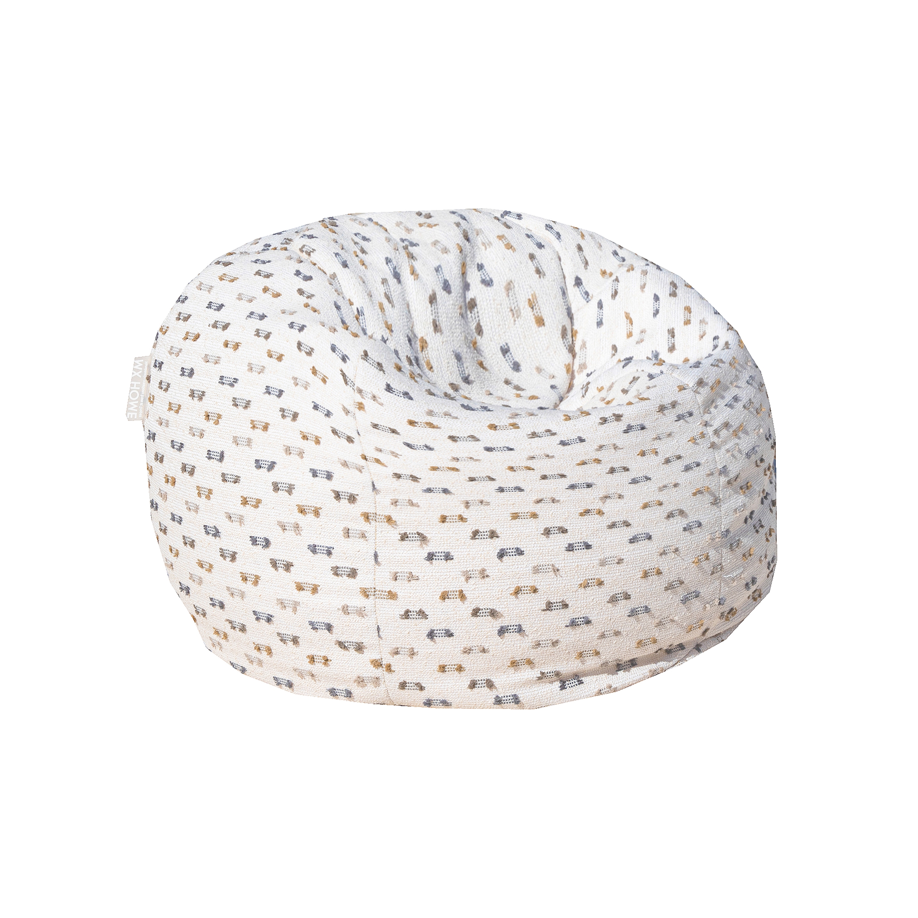 XL Beanbag | Pouf with removable cover in white fabric and multi-color pile