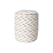 XL Beanbag | Stool with removable footrest cover, white fabric, multi-colored pile