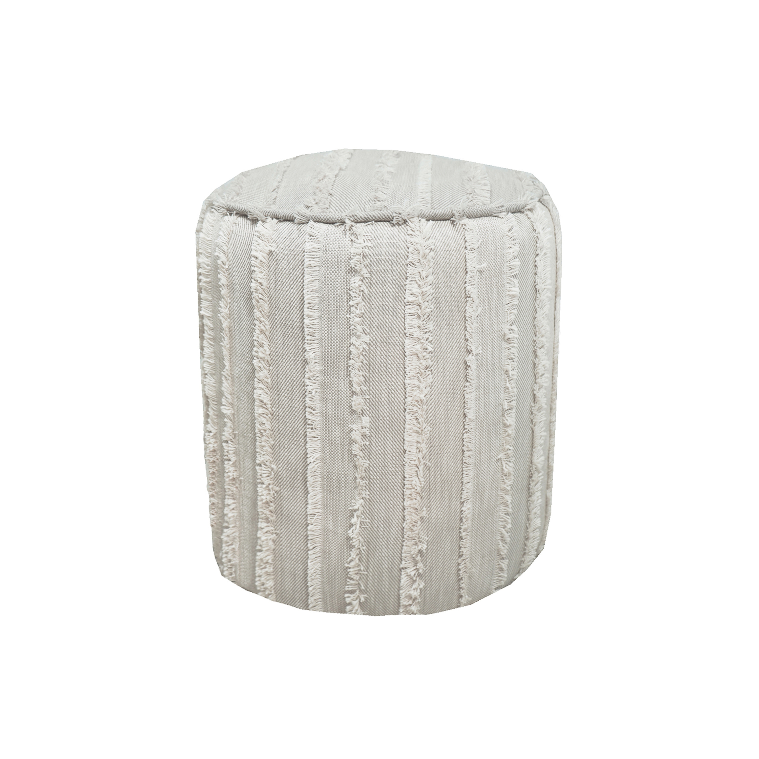 XL Beanbag | Stool with removable cover and footrest in gray cotton with fringe